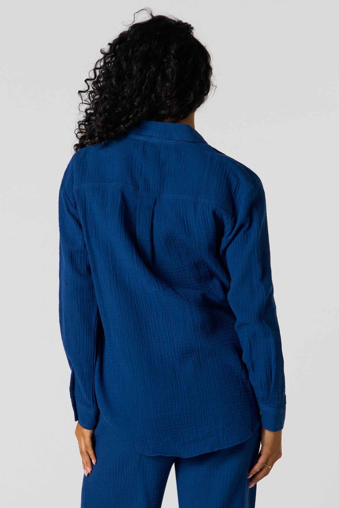 Gauze Relaxed Button-Up Top