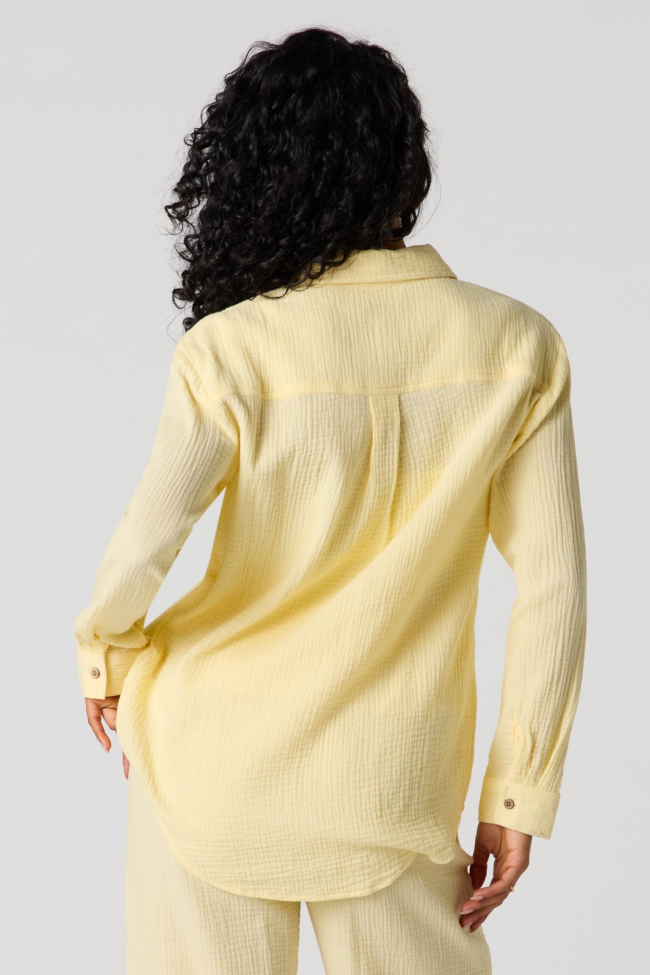 Gauze Relaxed Button-Up Top