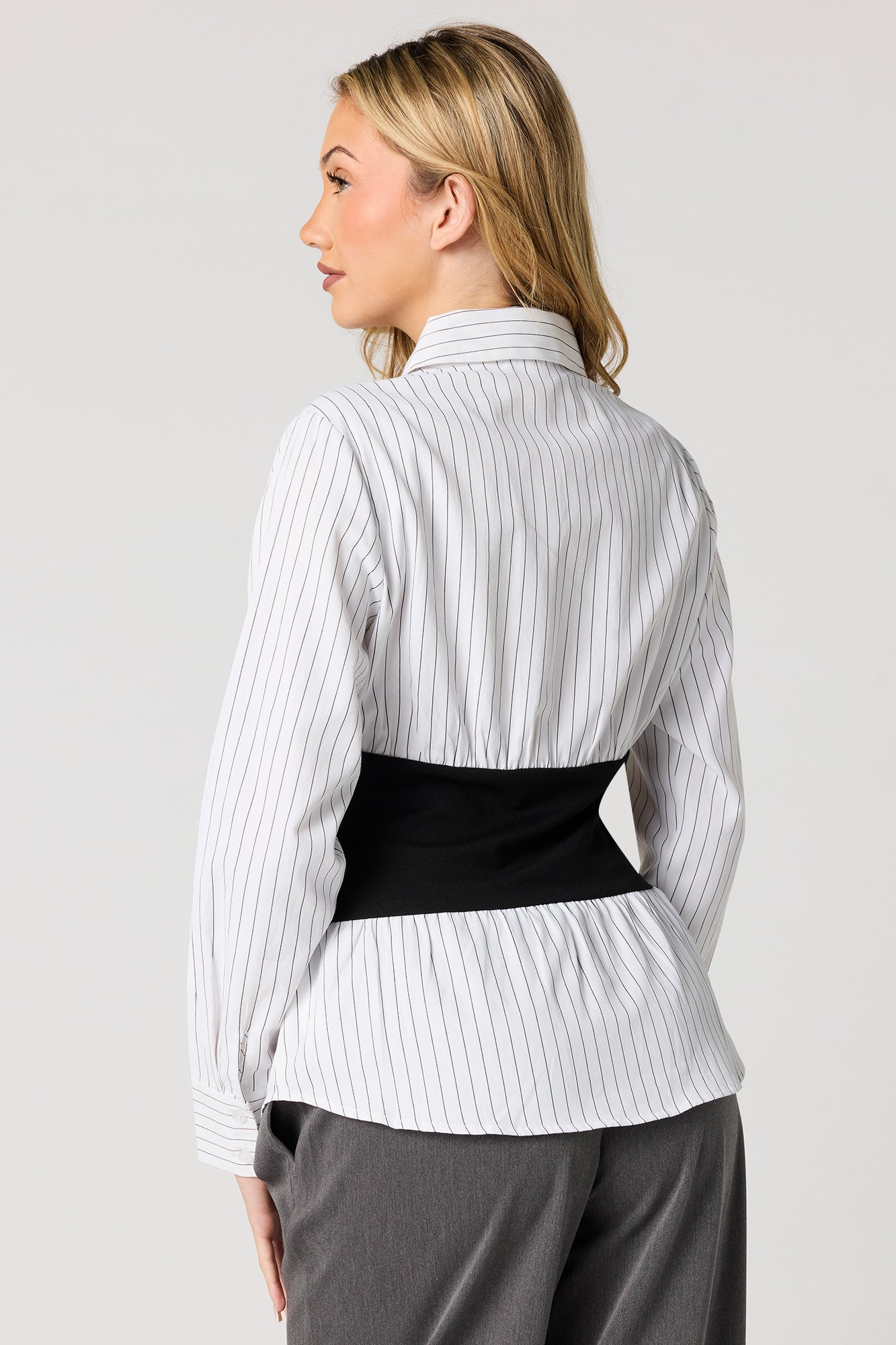 Corset Waist Button-Up Top
