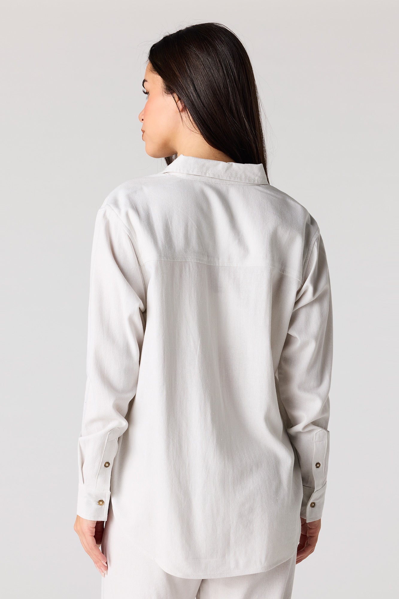 Linen-Blend Button-Up Top