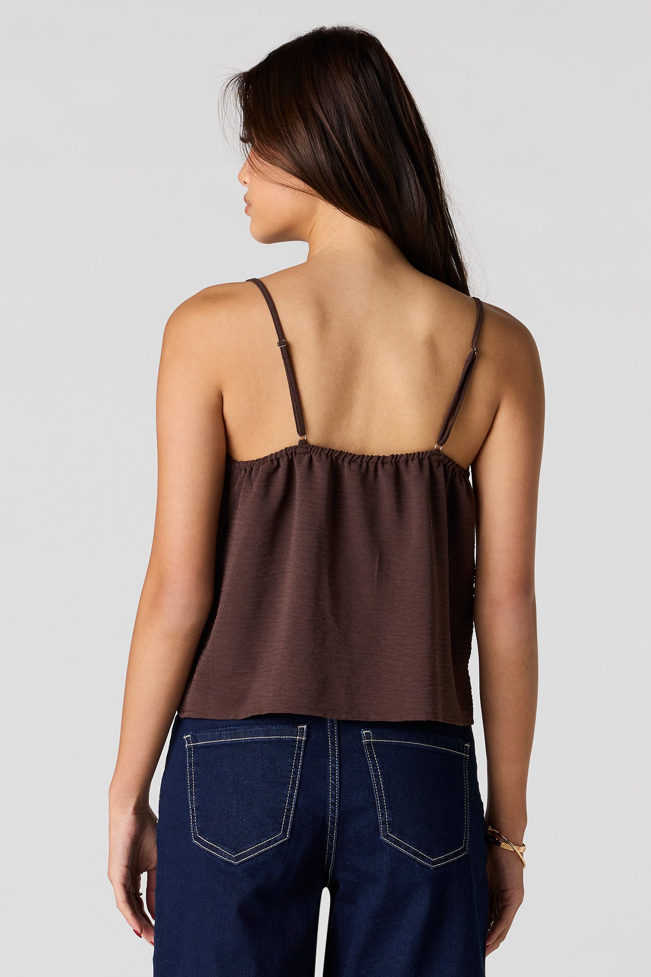 V-Neck Tie Front Flyaway Tank