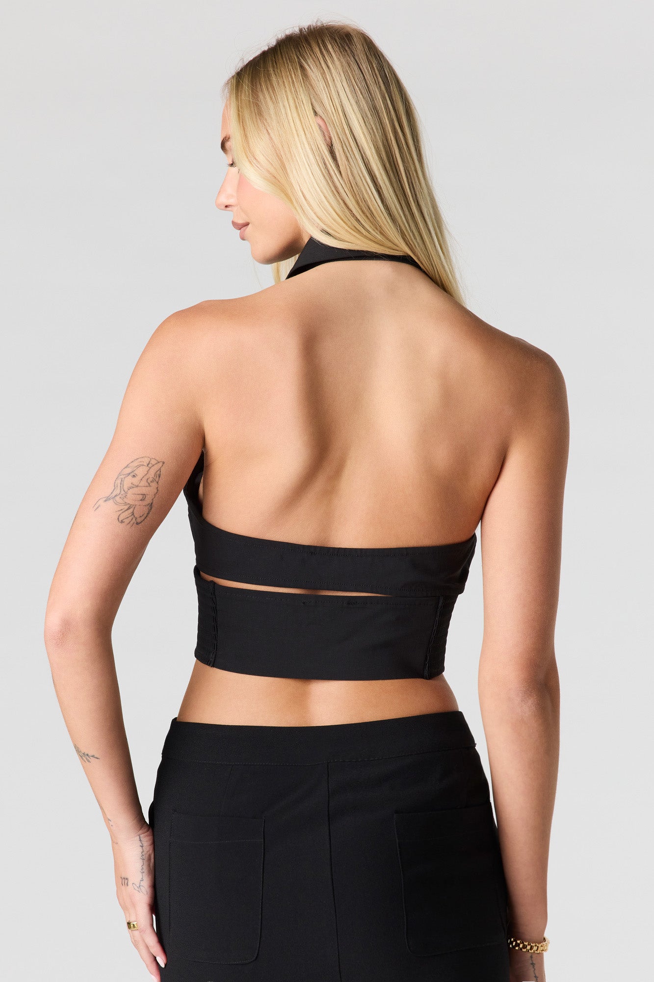 Button Front Corset Halter Top