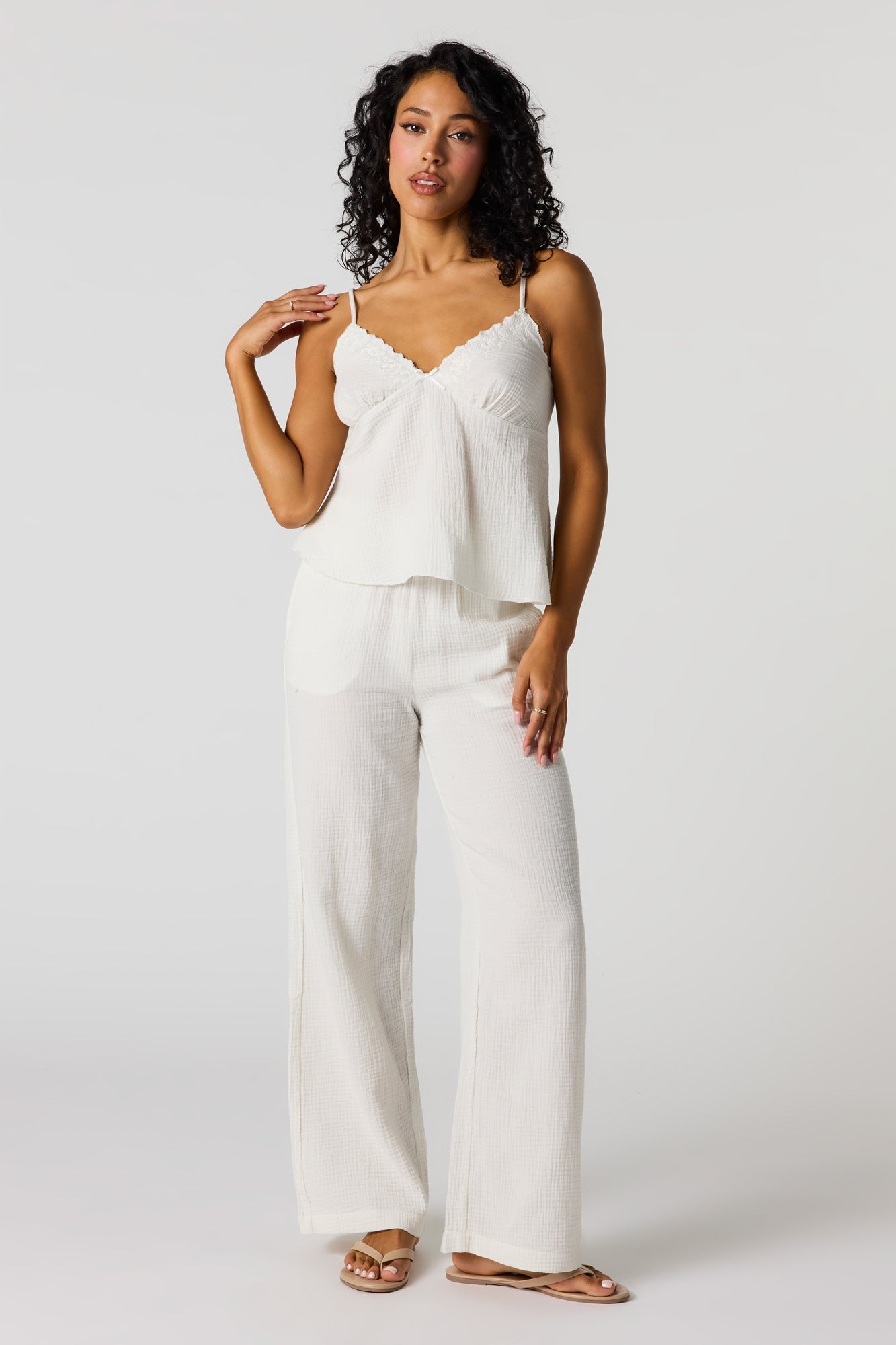 Gauze Lace Trim V-Neck Cami