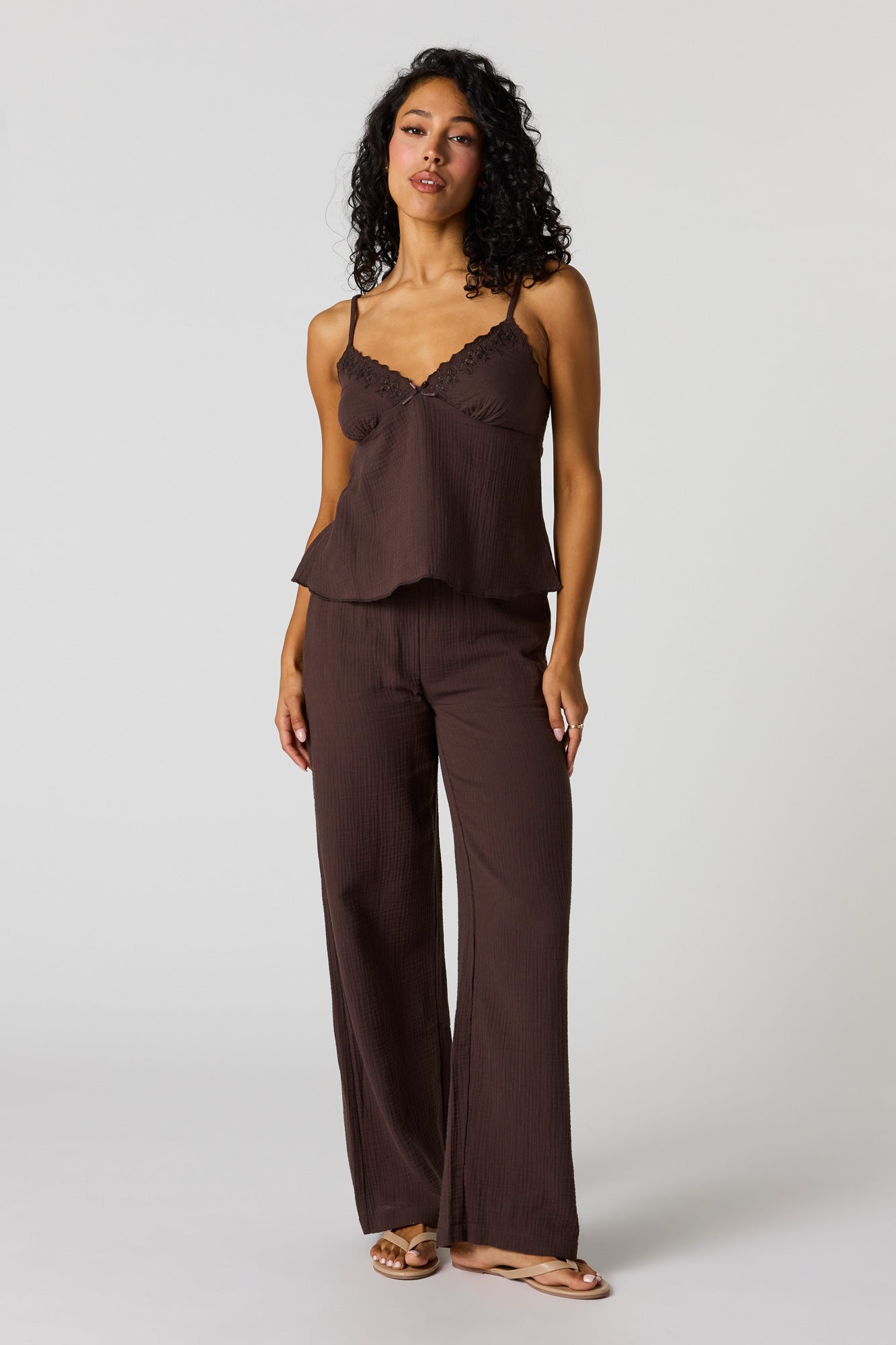Gauze Lace Trim V-Neck Cami