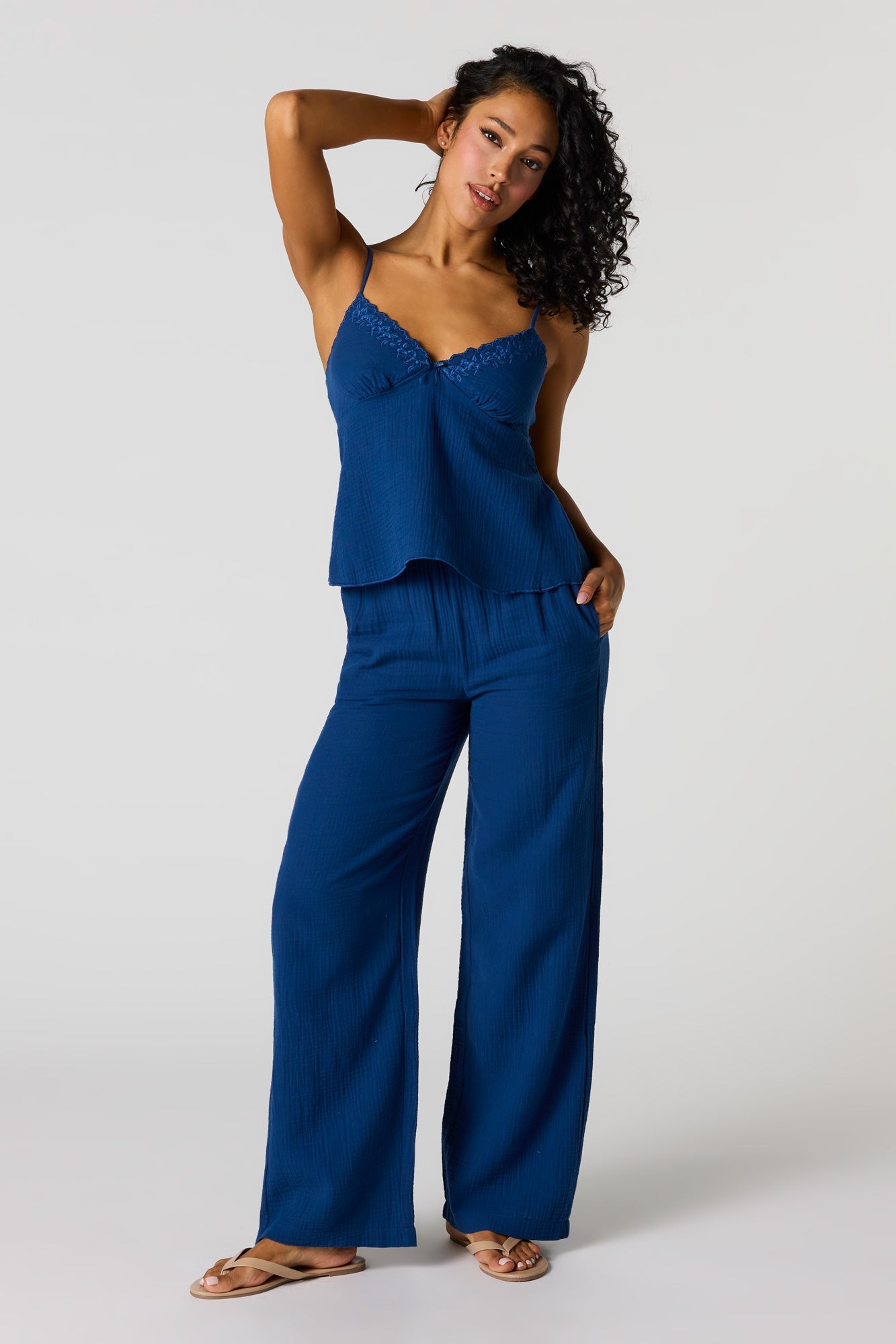 Gauze Lace Trim V-Neck Cami