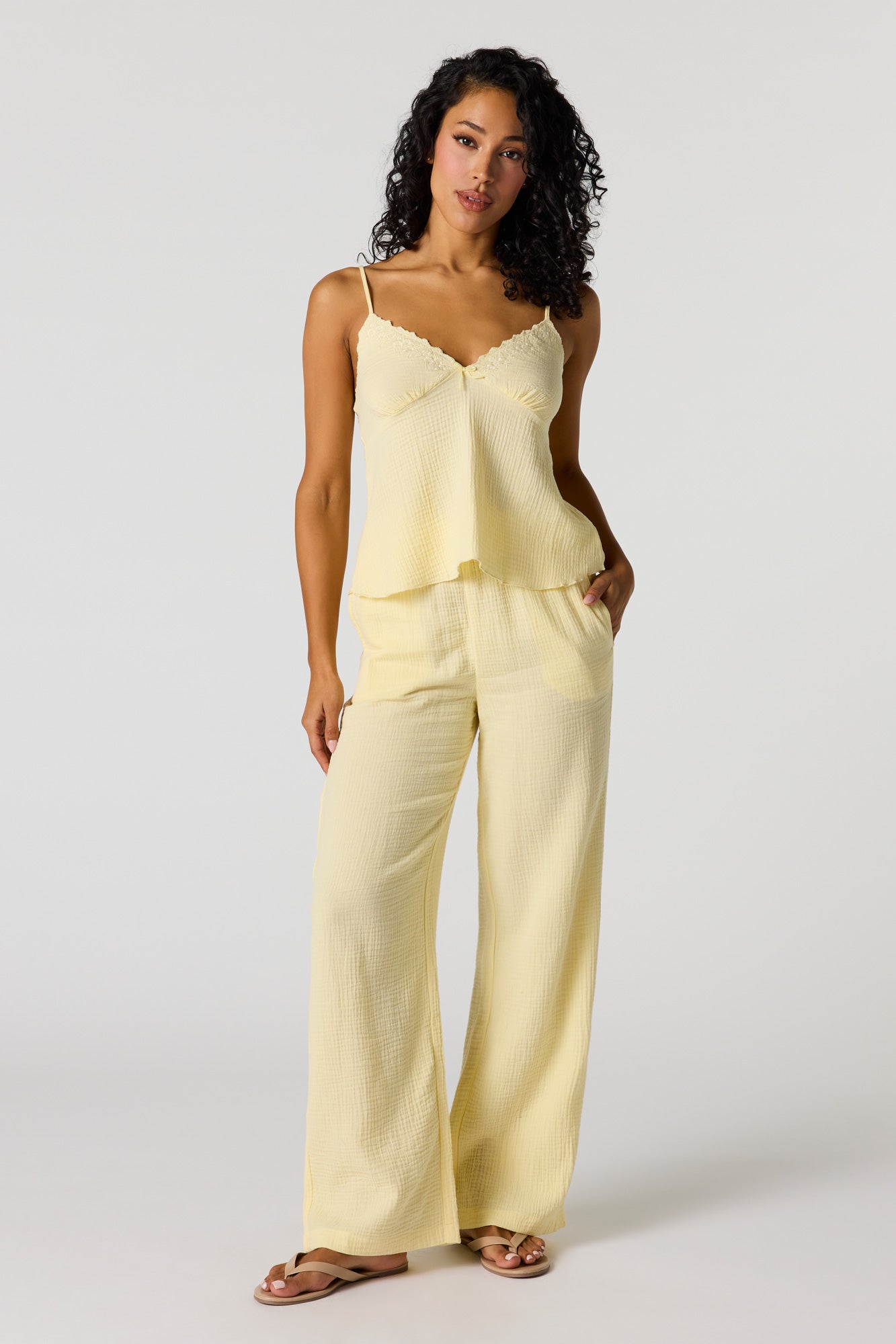 Gauze Lace Trim V-Neck Cami