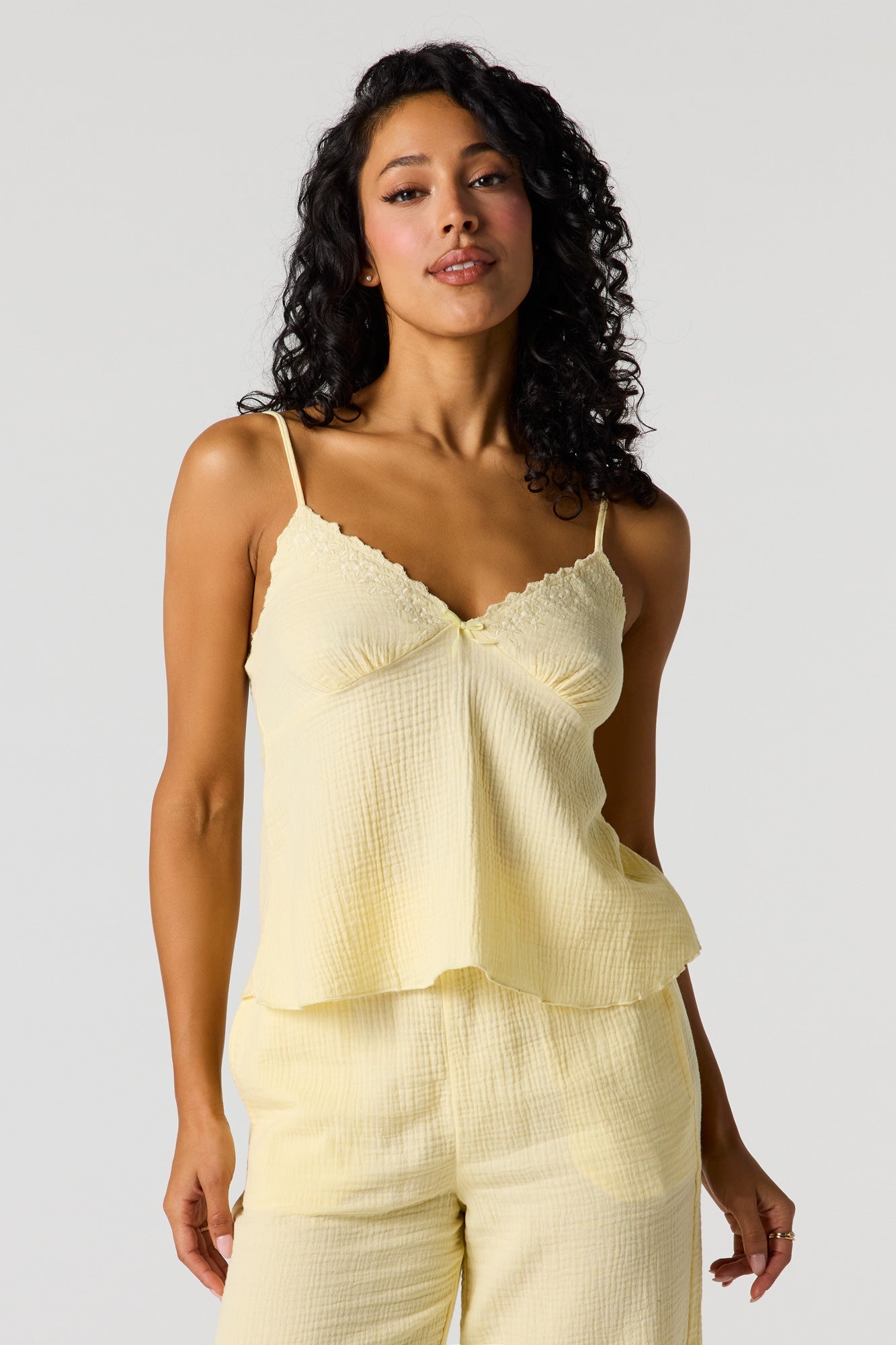 Gauze Lace Trim V-Neck Cami