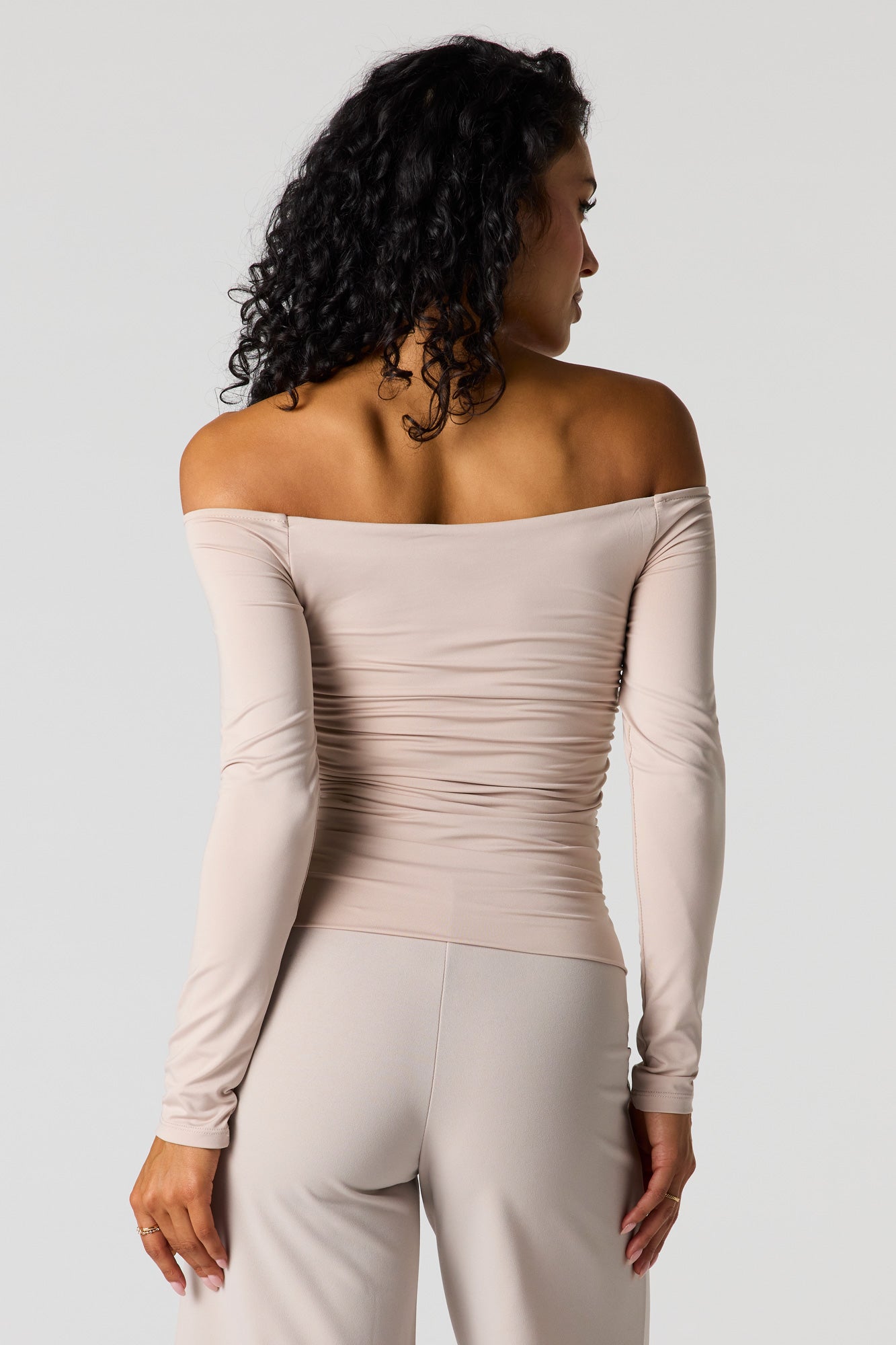 Contour Metal Accent Off-Shoulder Top