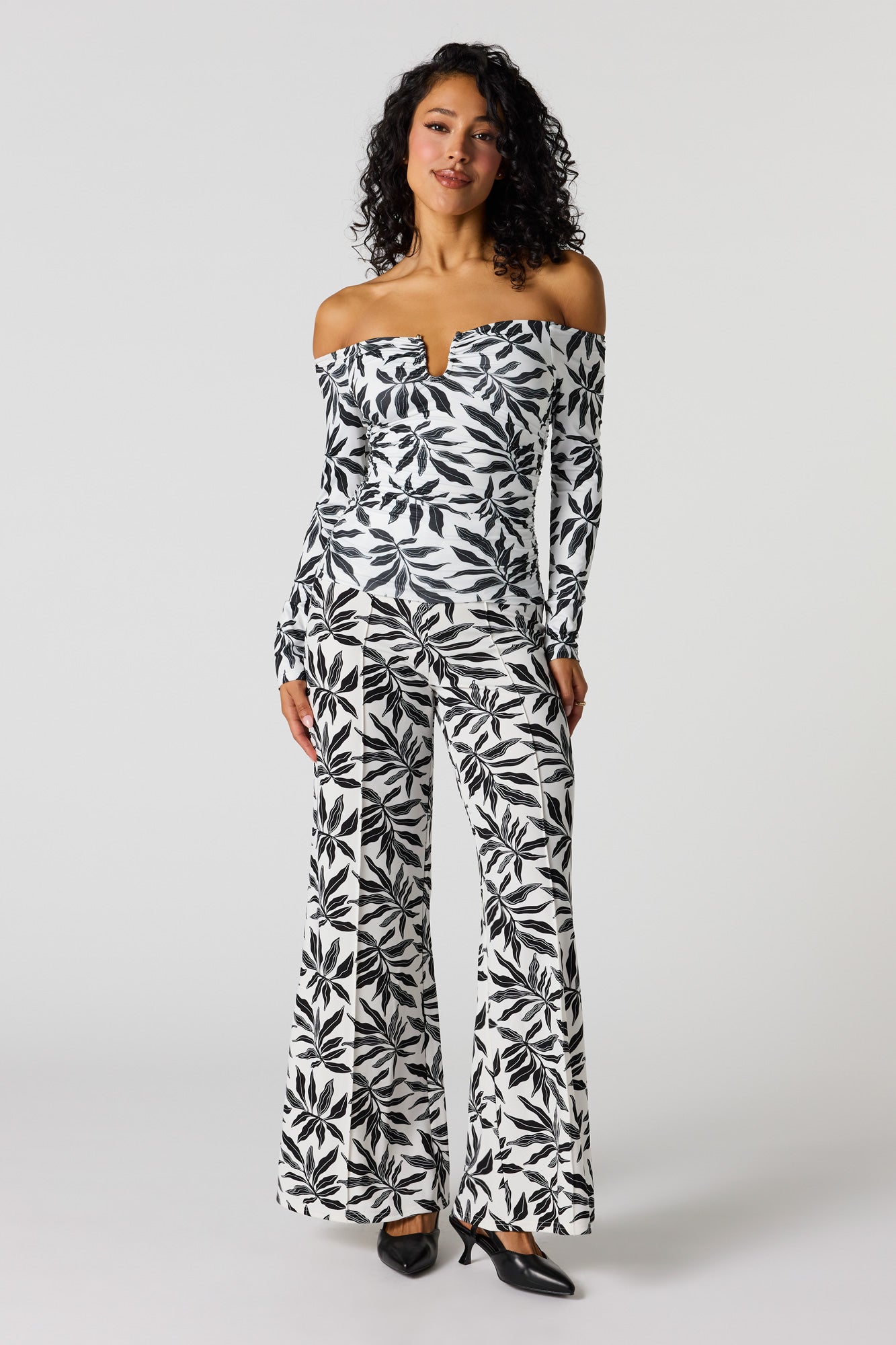 Contour Metal Accent Off-Shoulder Top