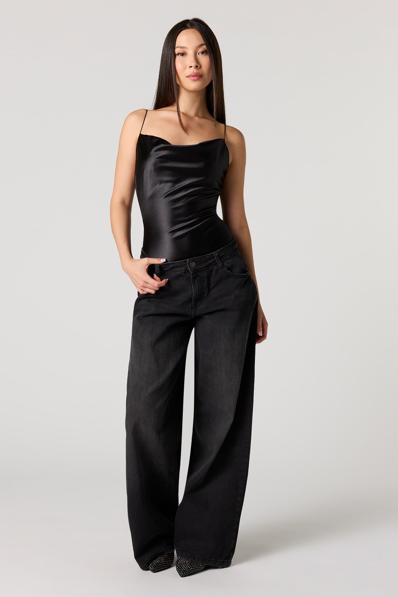 Satin Cowl Neck Bodysuit