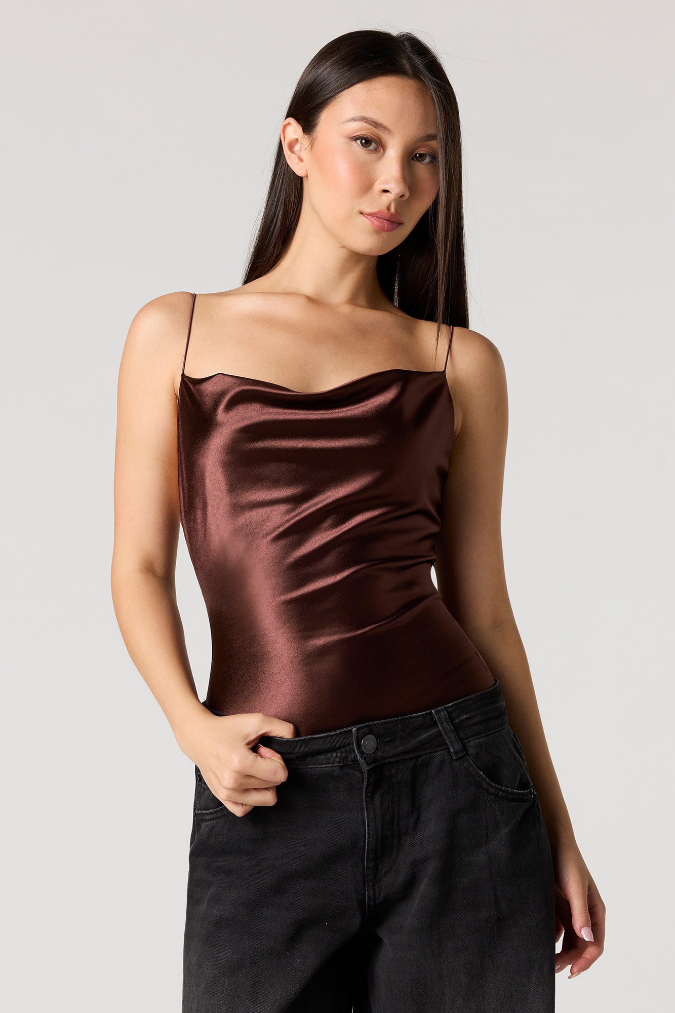 Satin Cowl Neck Bodysuit