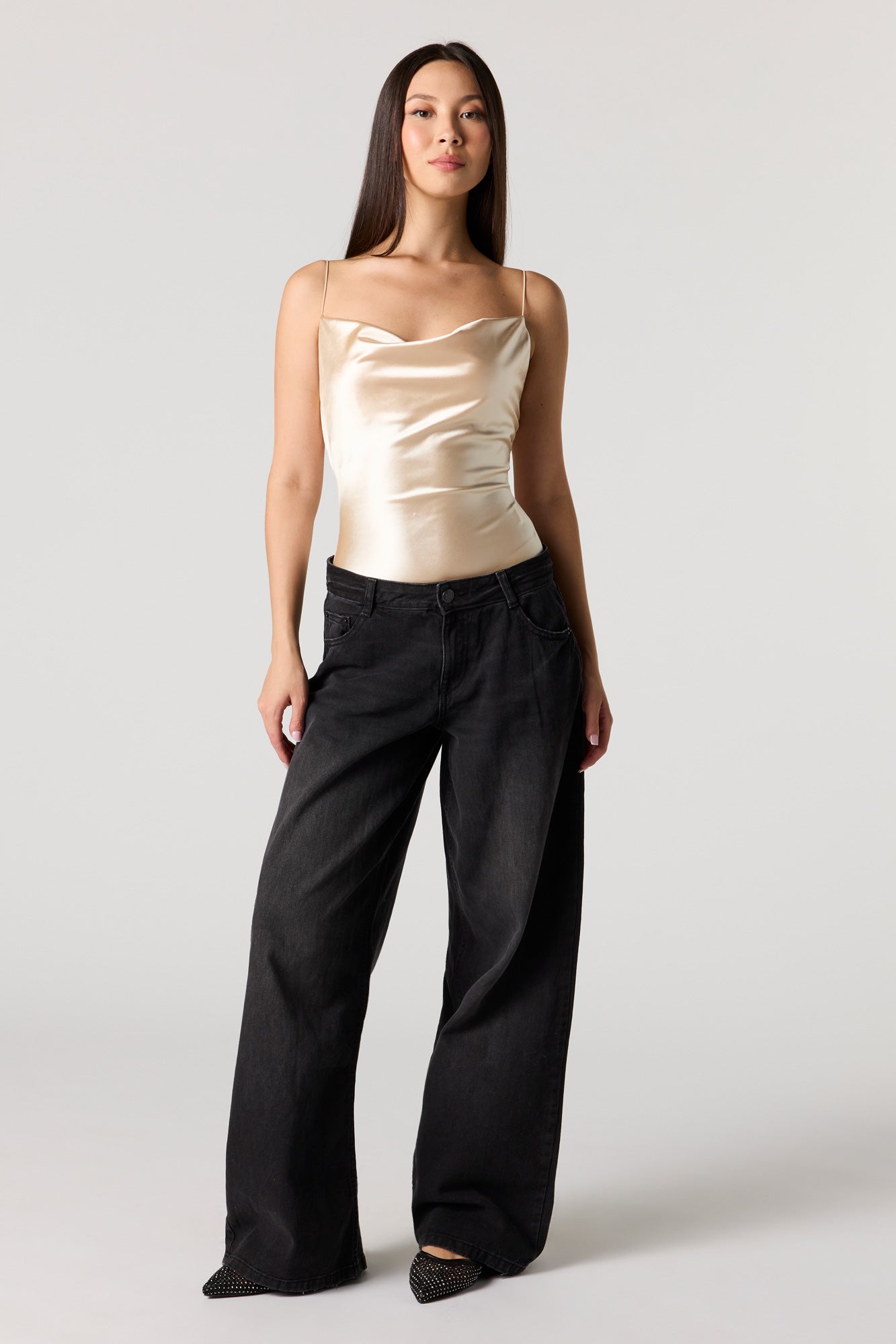 Satin Cowl Neck Bodysuit