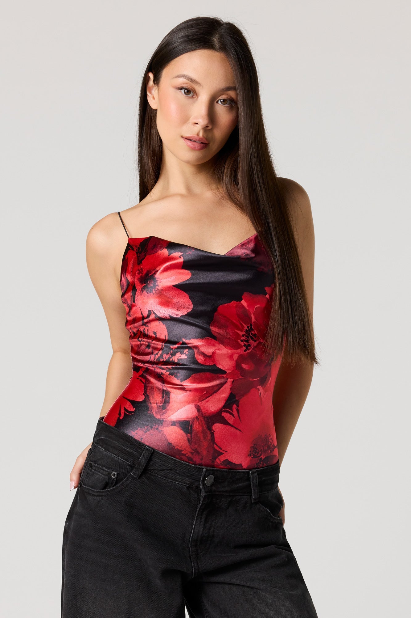Satin Cowl Neck Bodysuit
