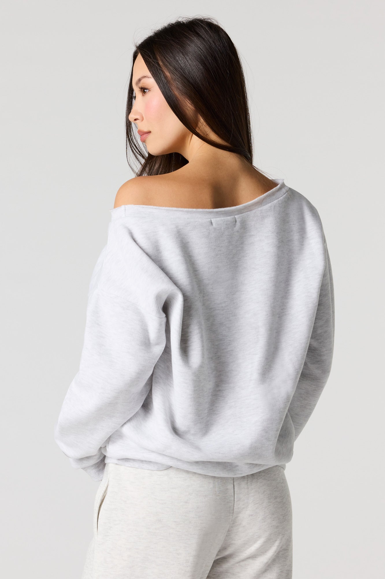 NYC Graphic Off Shoulder Fleece Sweatshirt