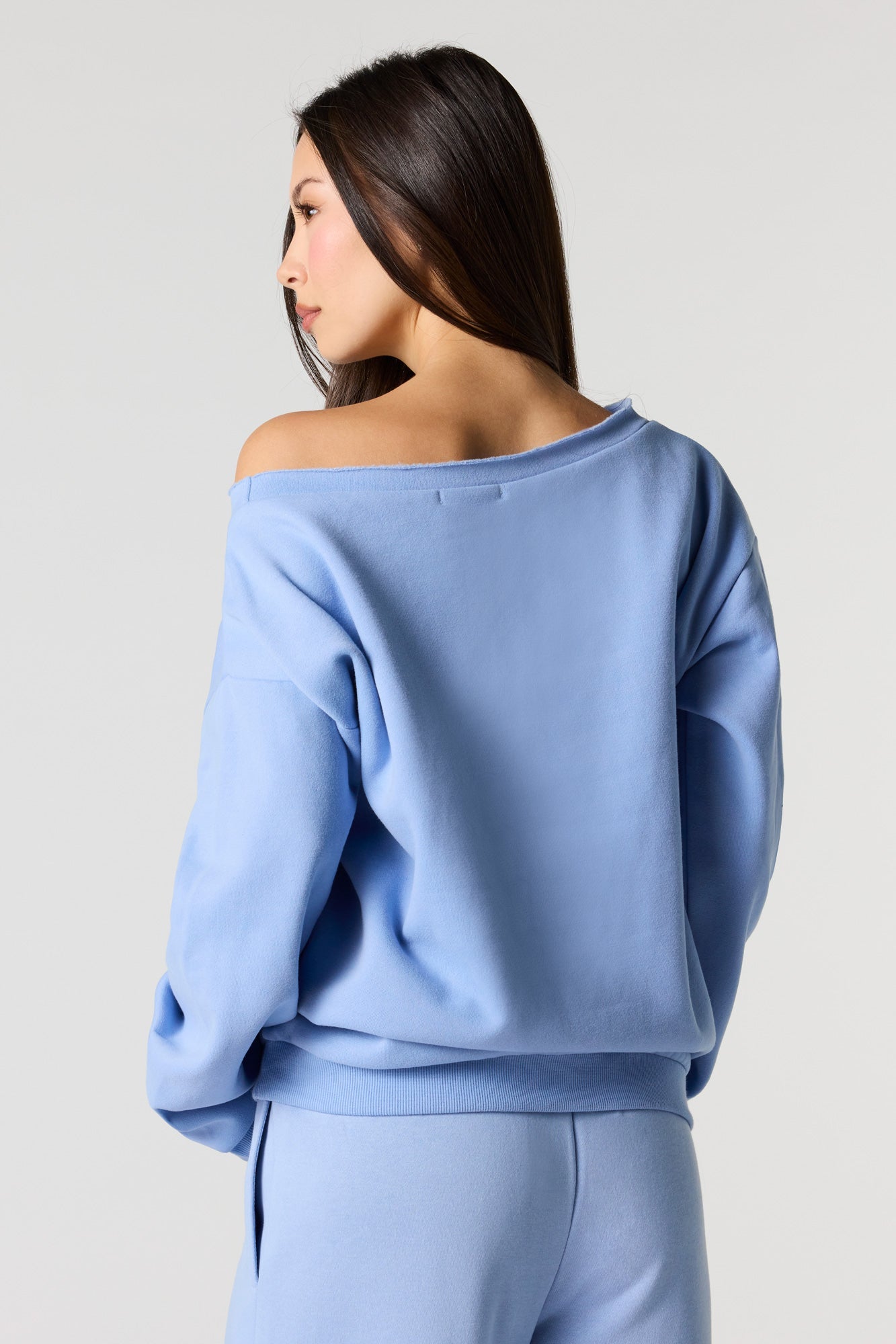 CA Embroidered Off Shoulder Fleece Sweatshirt