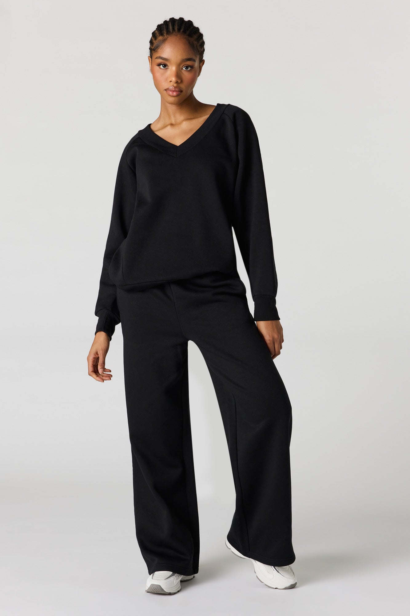 Fleece V-Neck Sweatshirt
