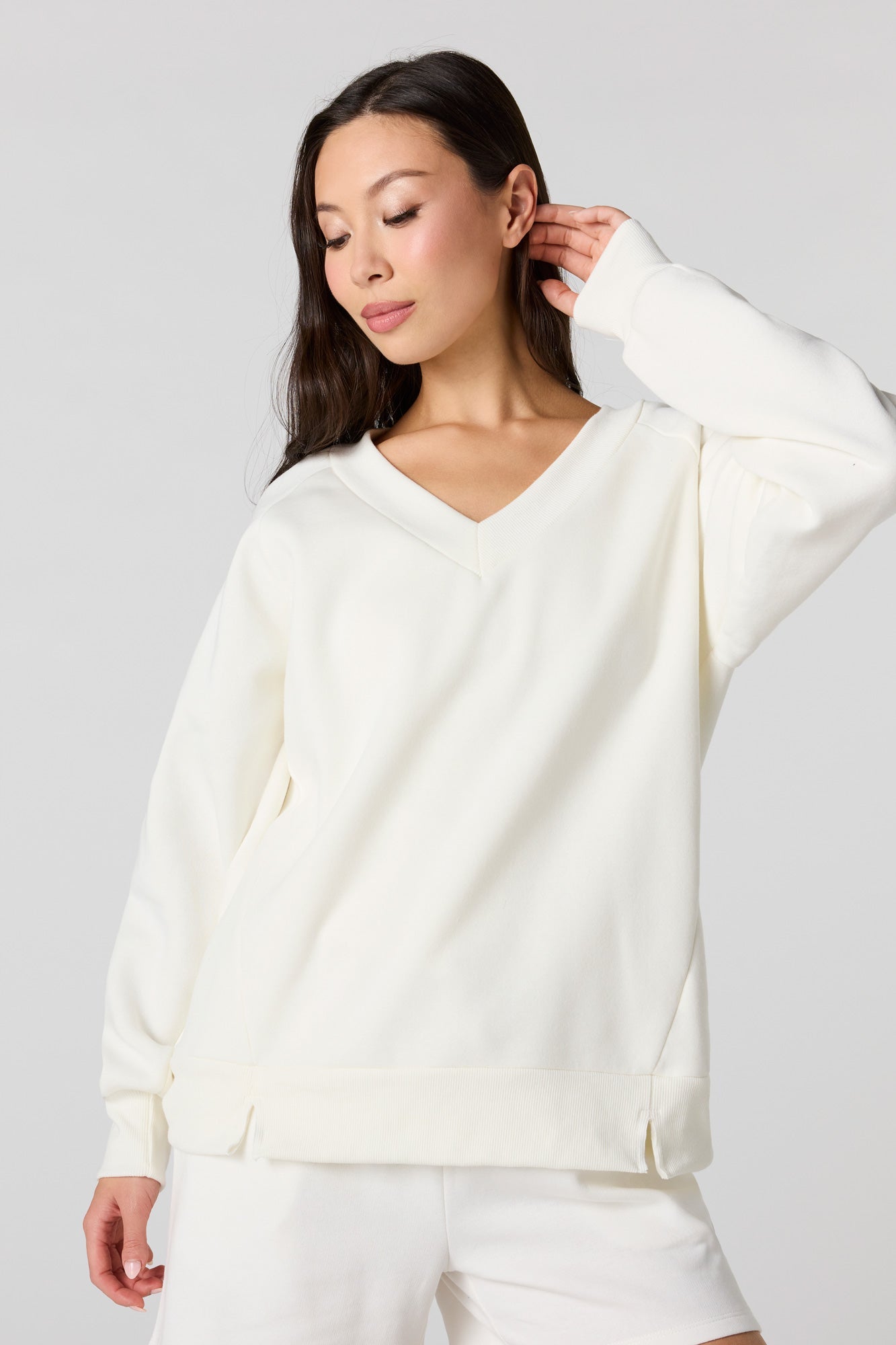 Fleece V-Neck Sweatshirt