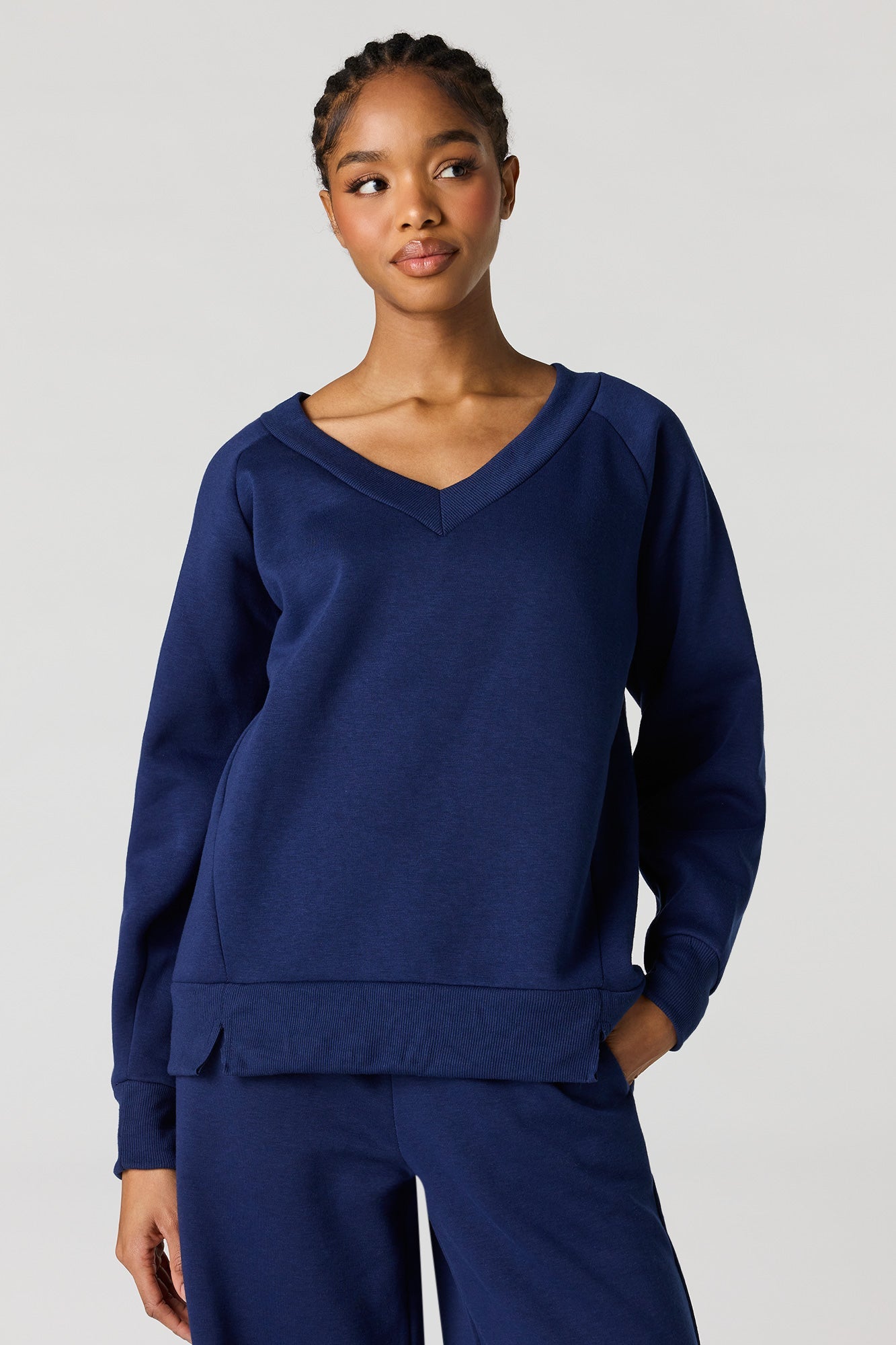 Fleece V-Neck Sweatshirt