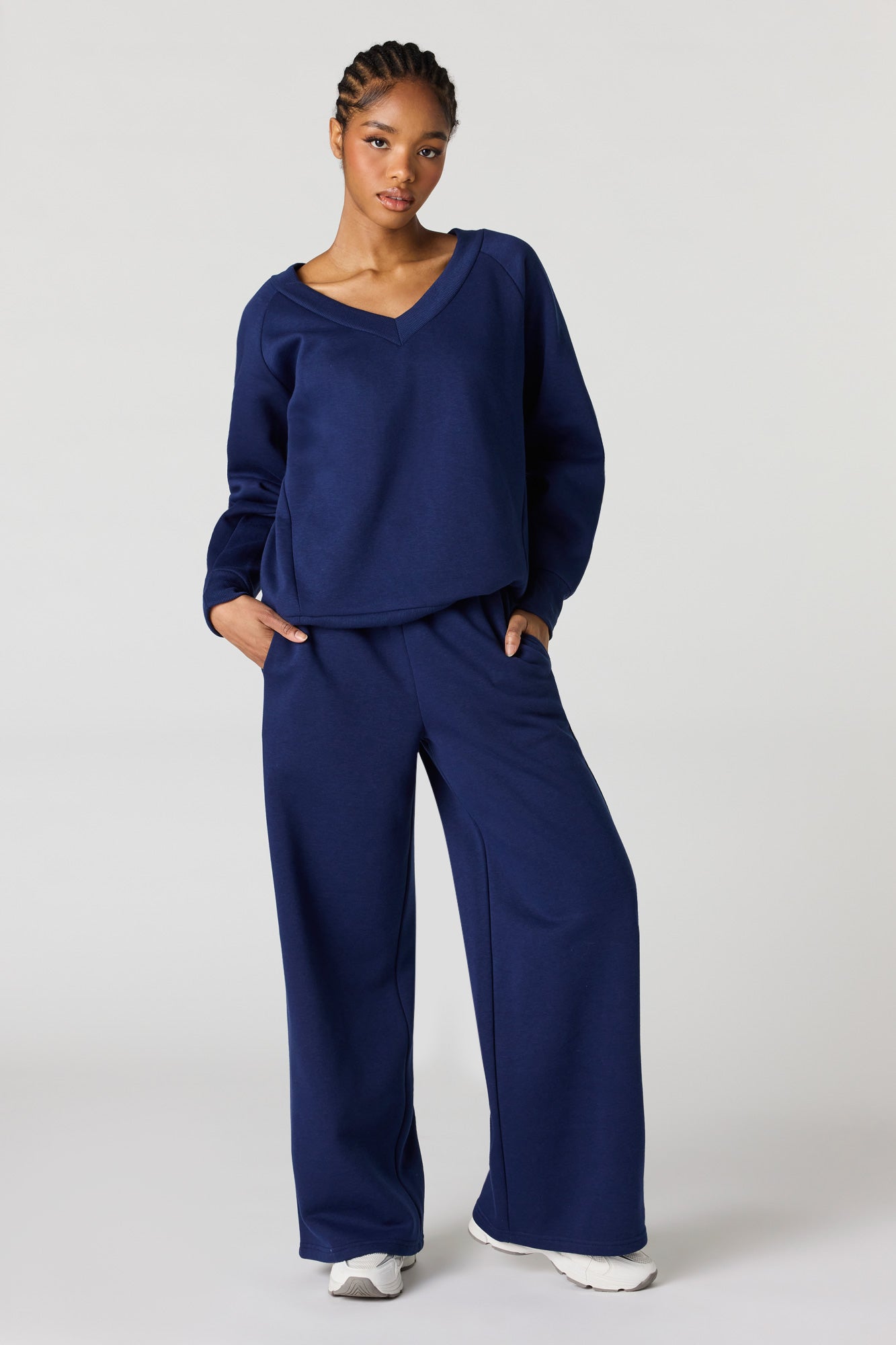 Fleece V-Neck Sweatshirt