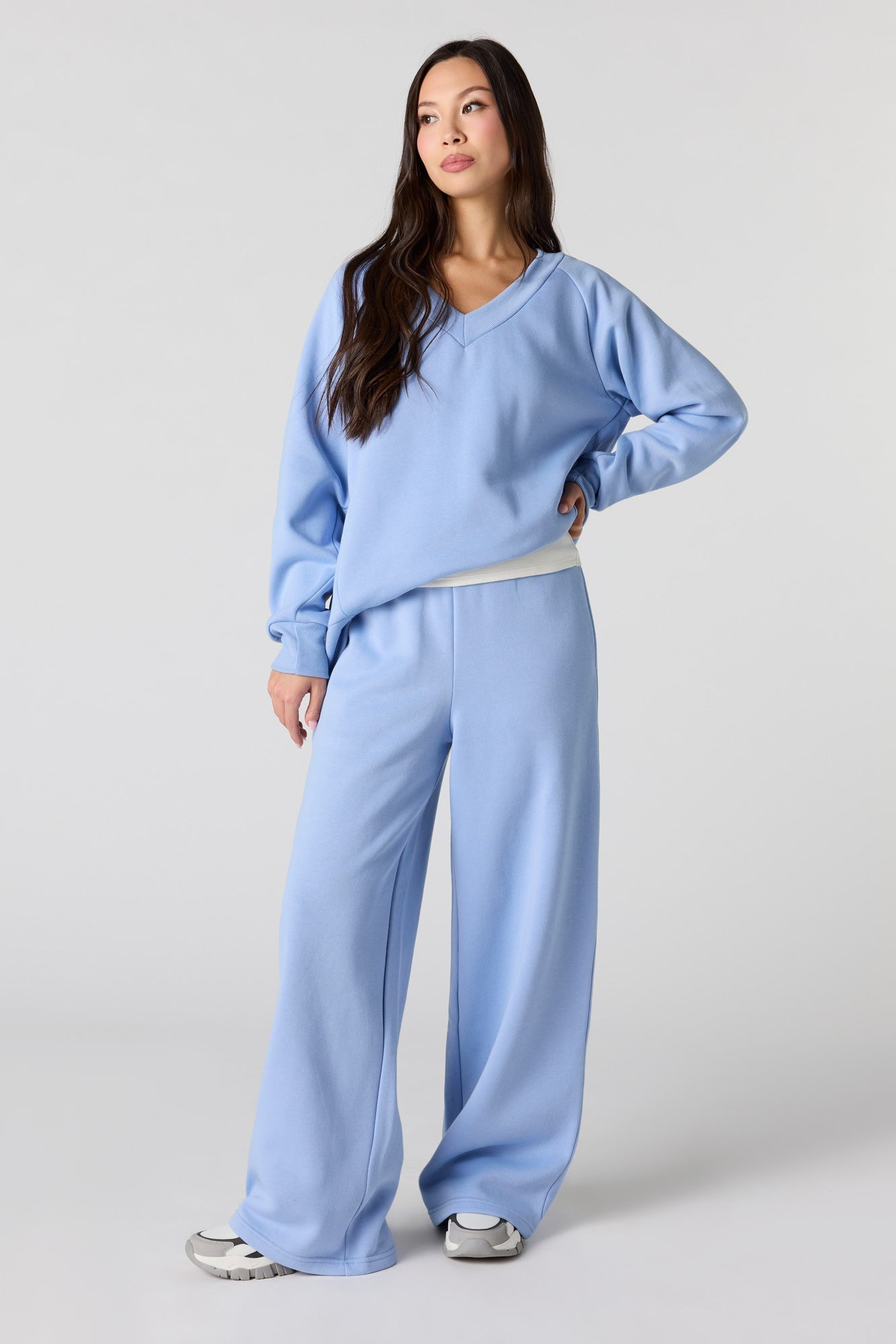 Fleece V-Neck Sweatshirt
