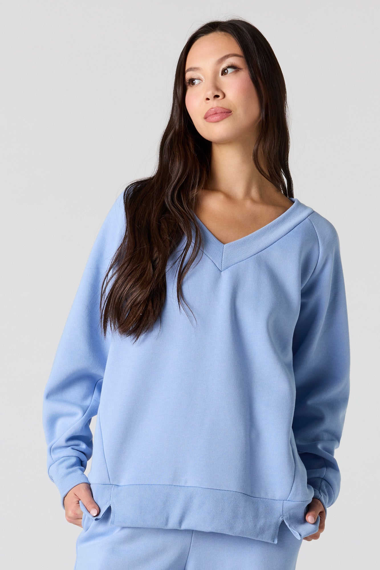 Fleece V-Neck Sweatshirt