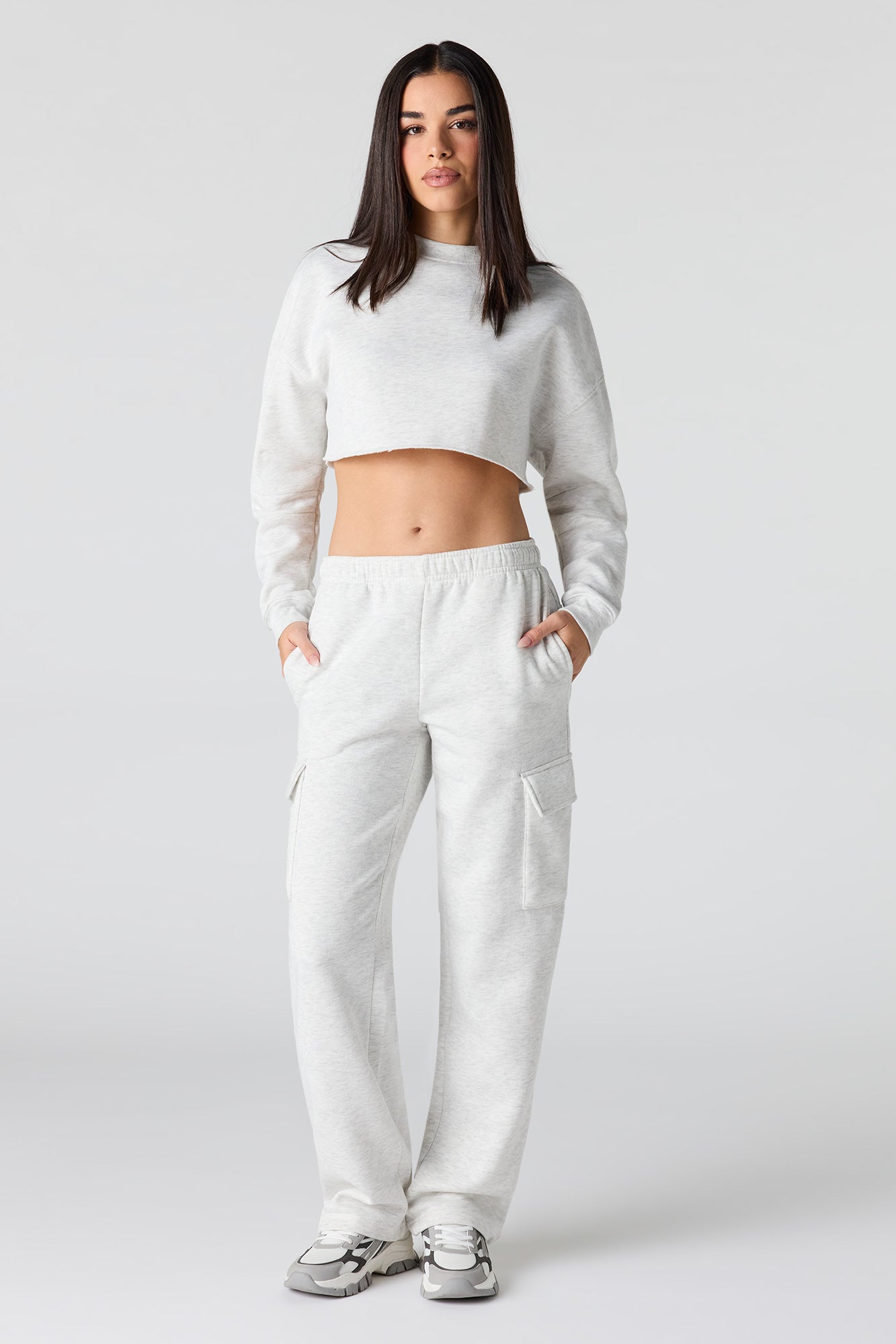 Solid Fleece Cargo Sweatpant