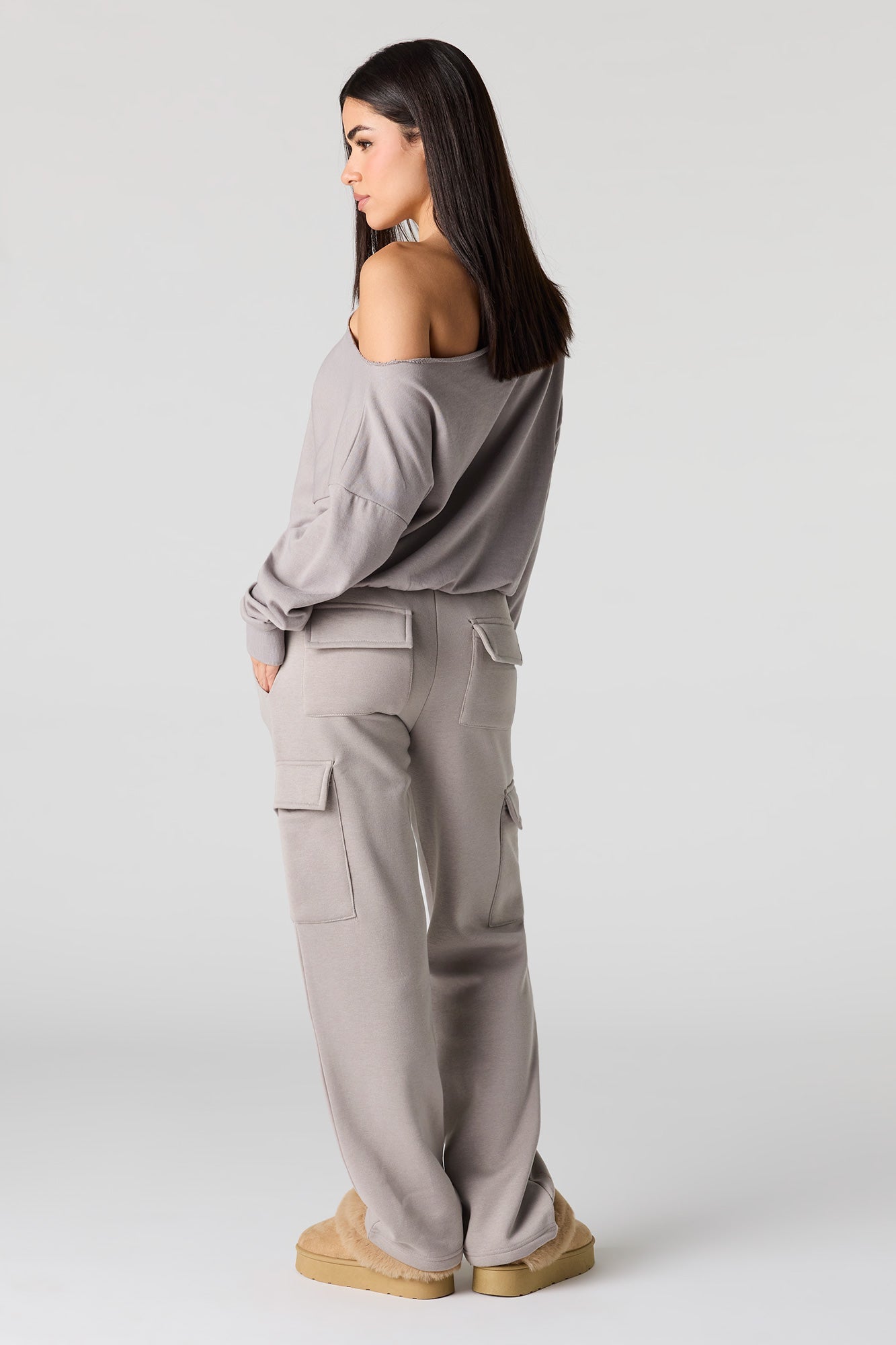 Solid Fleece Cargo Sweatpant
