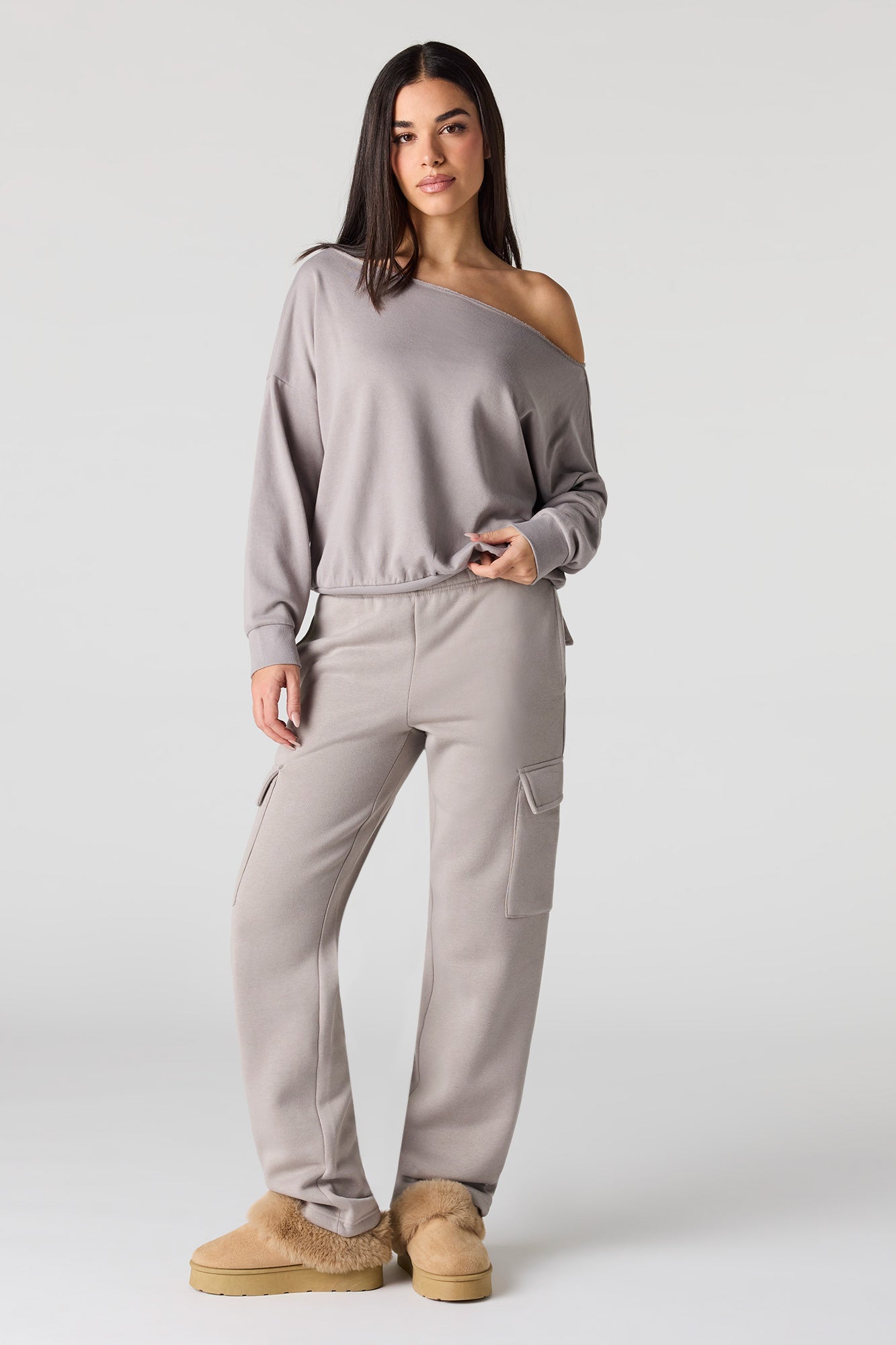 Solid Fleece Cargo Sweatpant