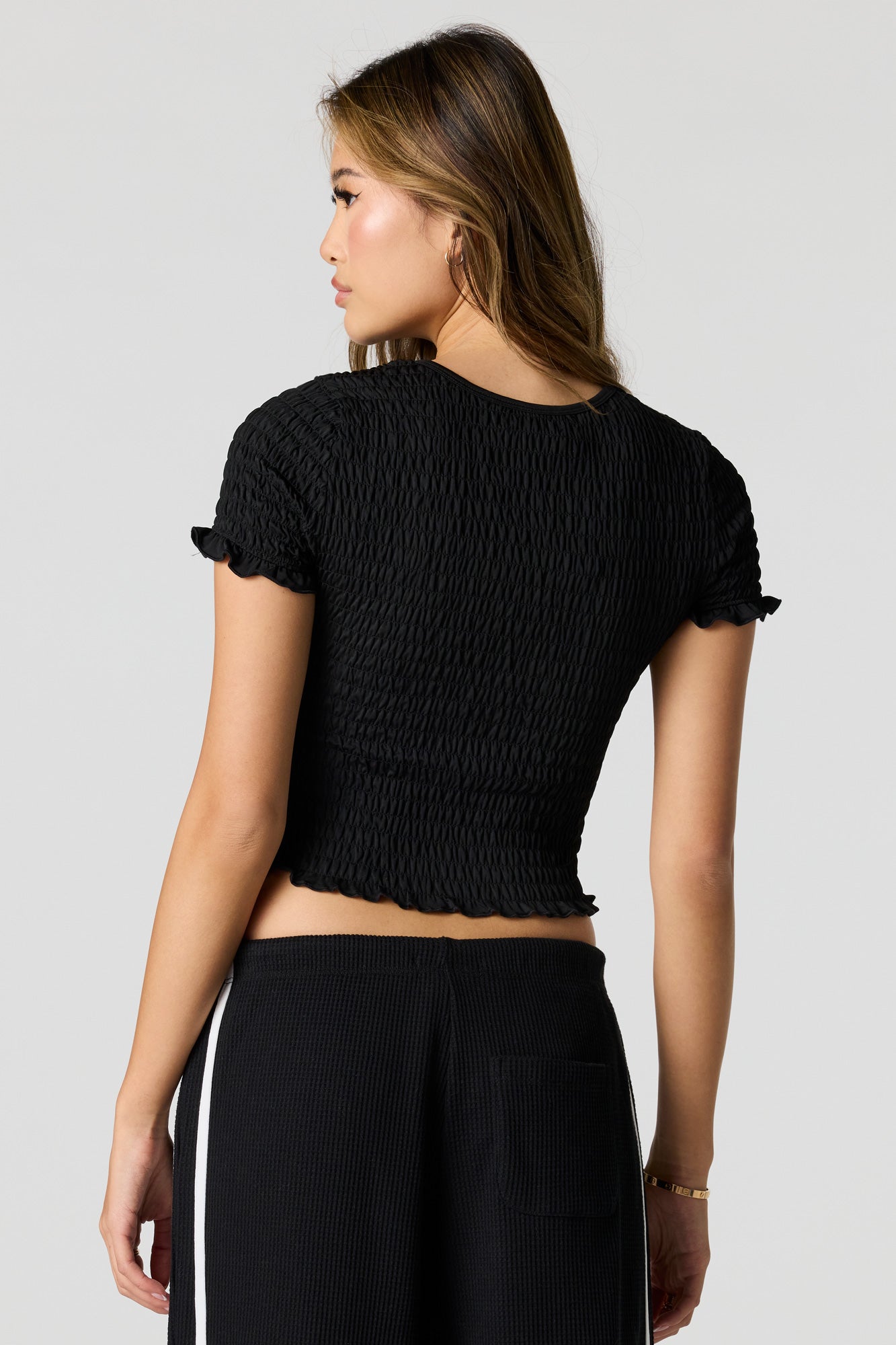 Smocked Bow Detail T-Shirt