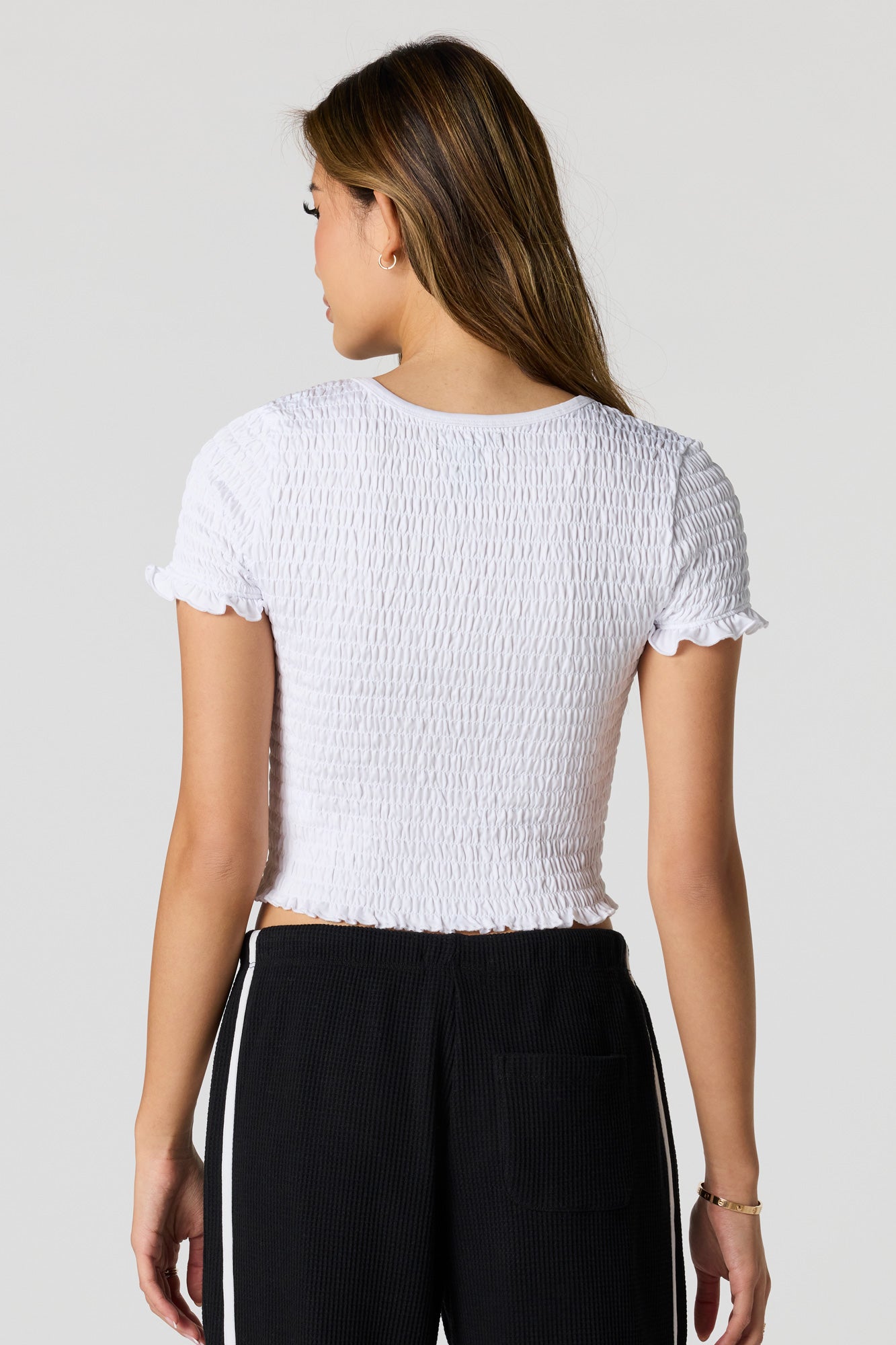 Smocked Bow Detail T-Shirt