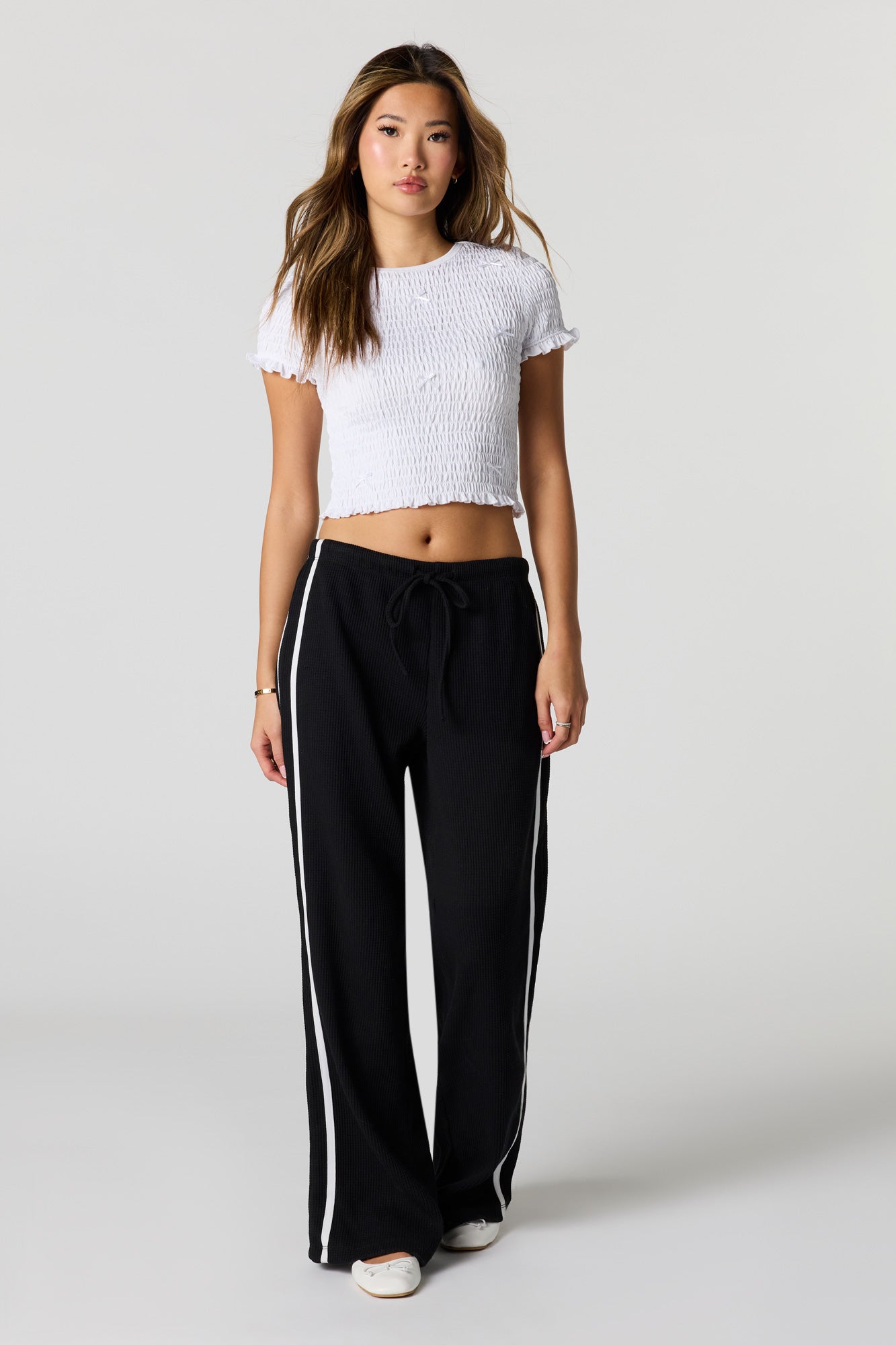 Smocked Bow Detail T-Shirt