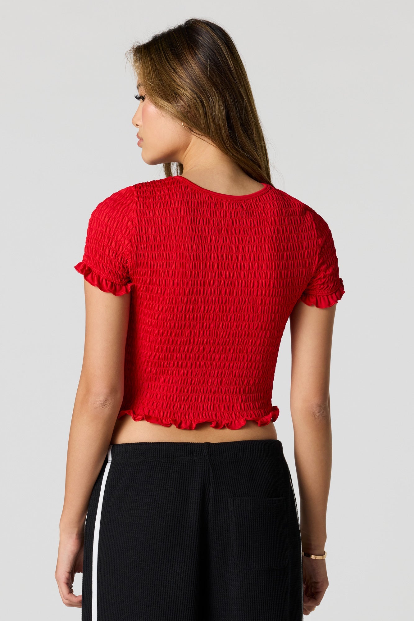 Smocked Bow Detail T-Shirt