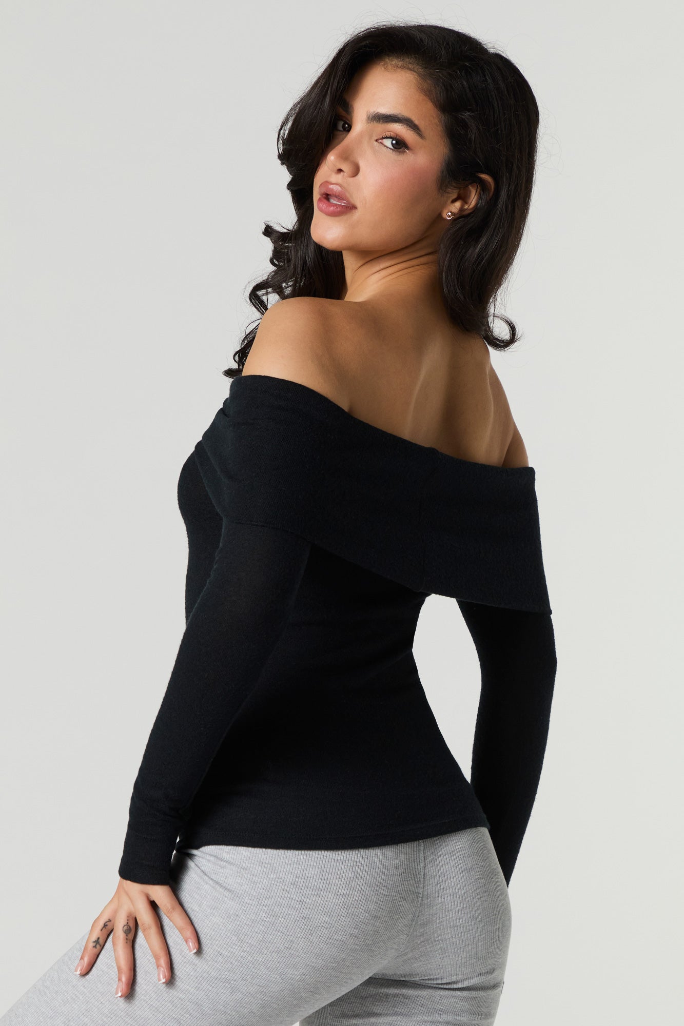 Knit Off Shoulder Long Sleeve Top