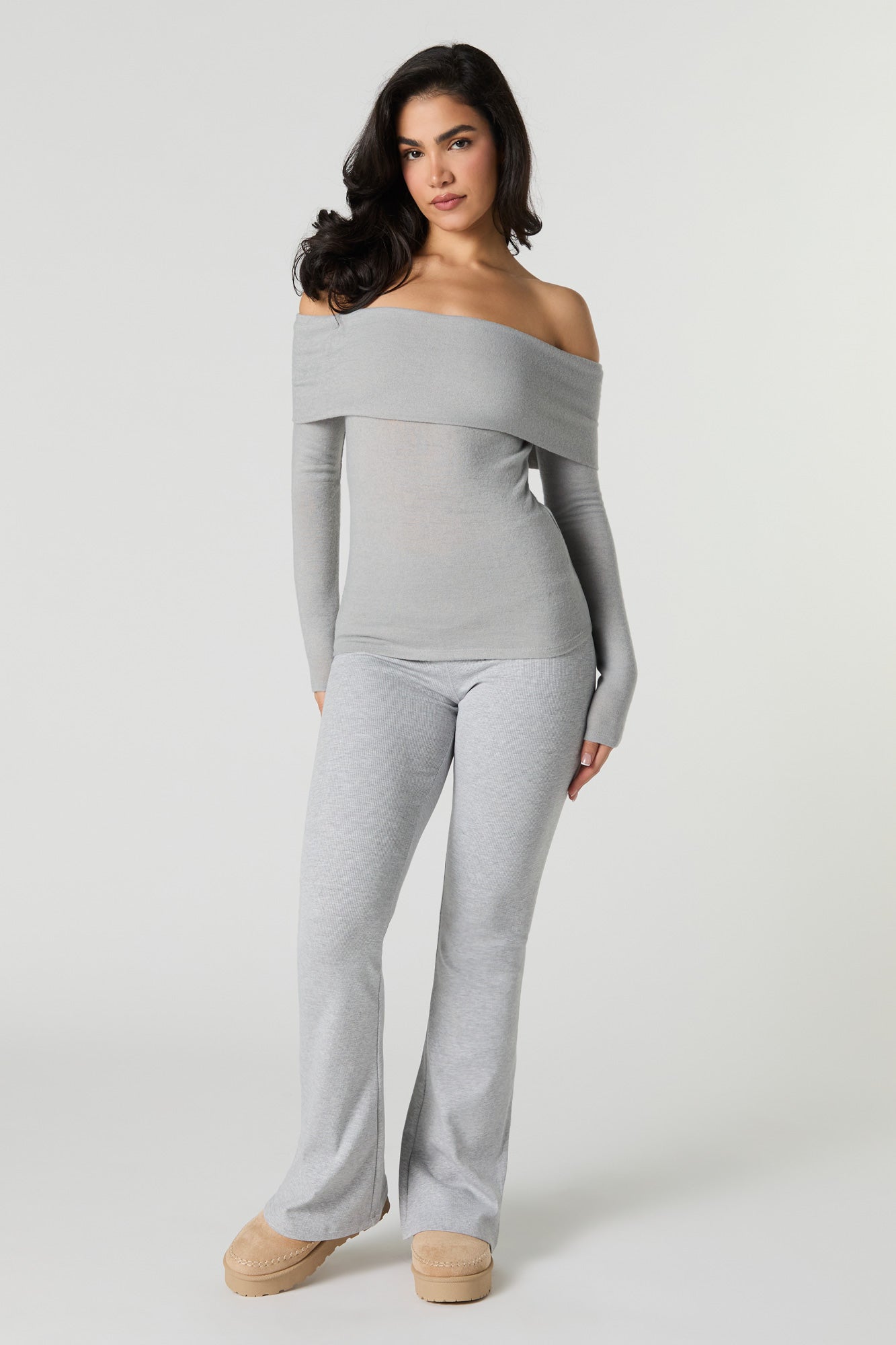 Knit Off Shoulder Long Sleeve Top