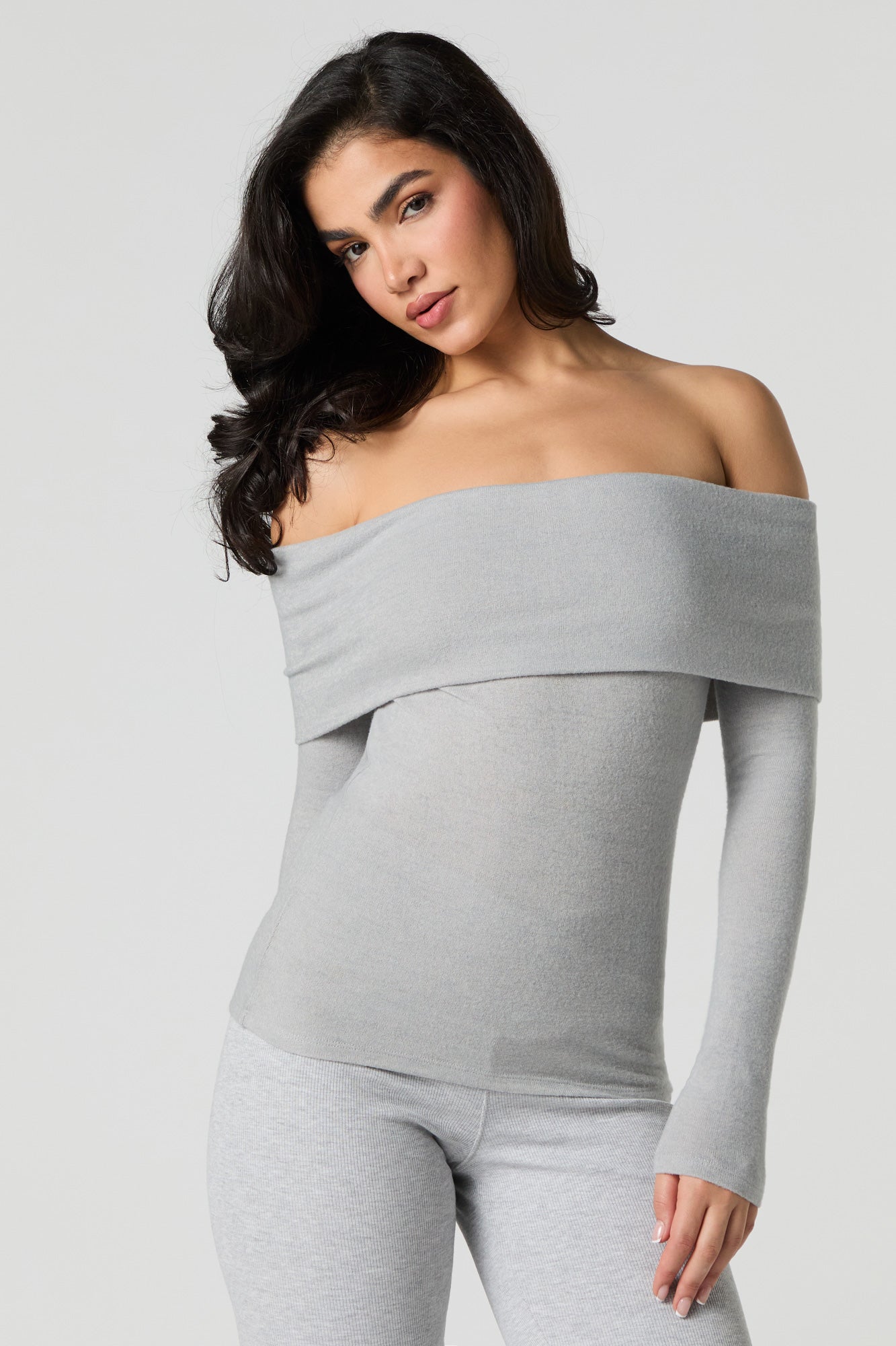 Knit Off Shoulder Long Sleeve Top