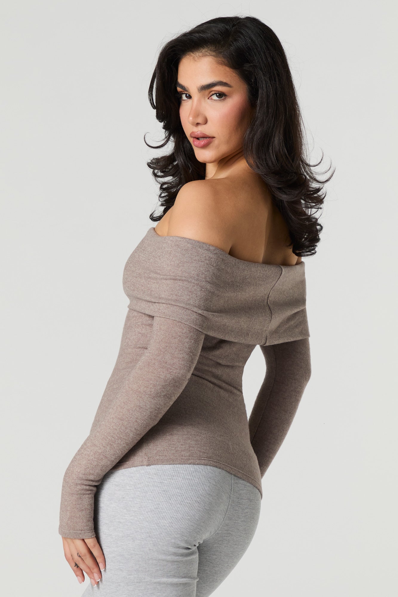 Knit Off Shoulder Long Sleeve Top