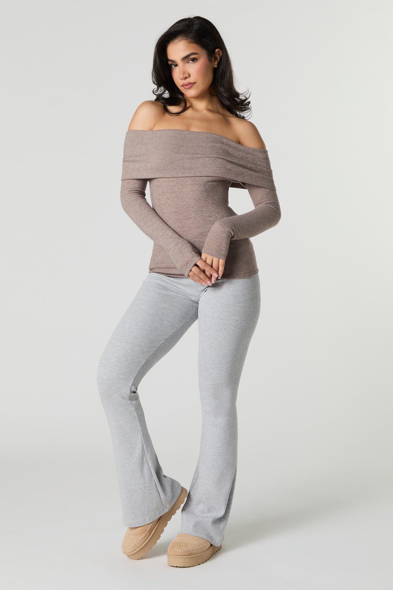 Knit Off Shoulder Long Sleeve Top