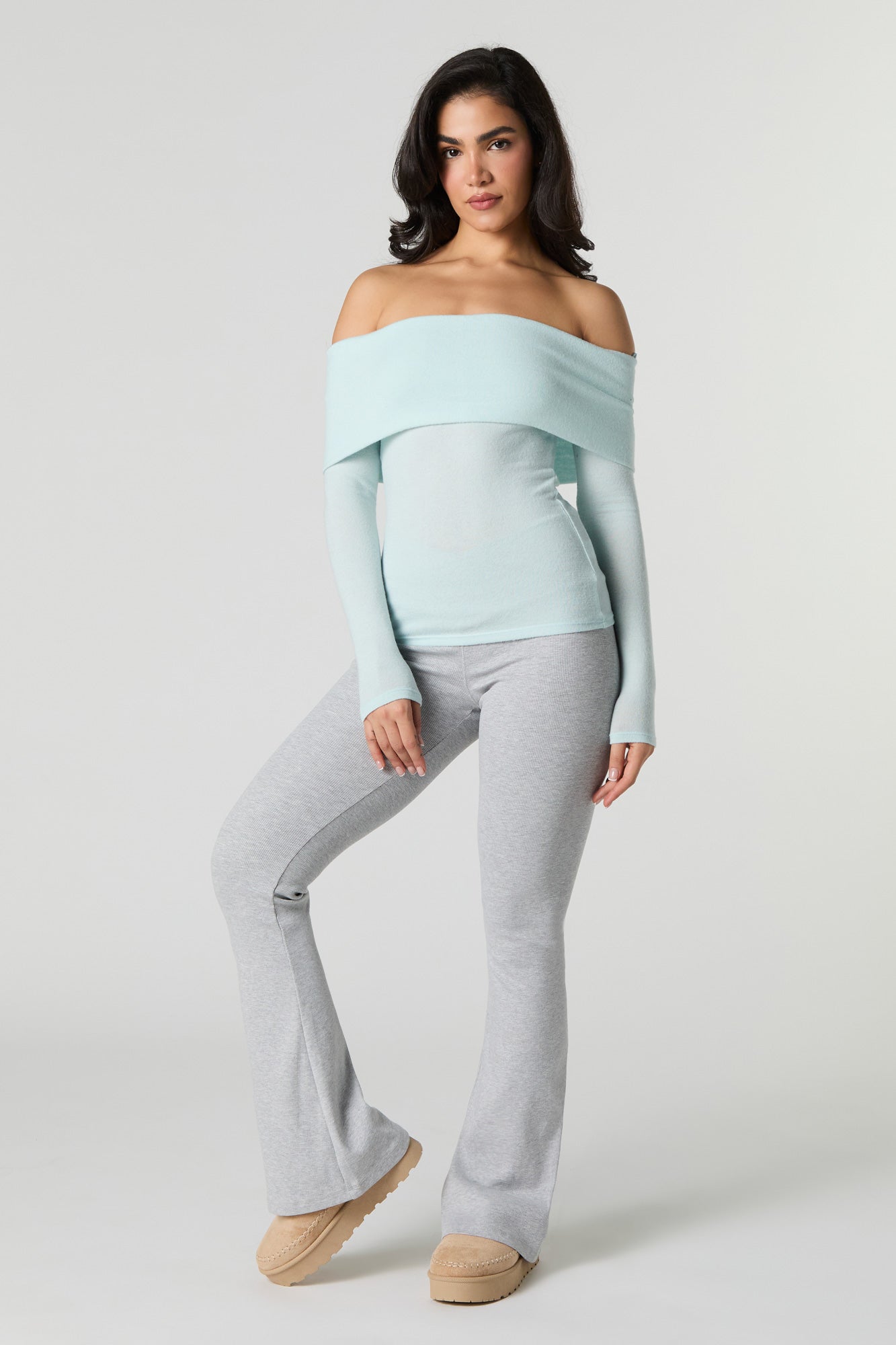 Knit Off Shoulder Long Sleeve Top