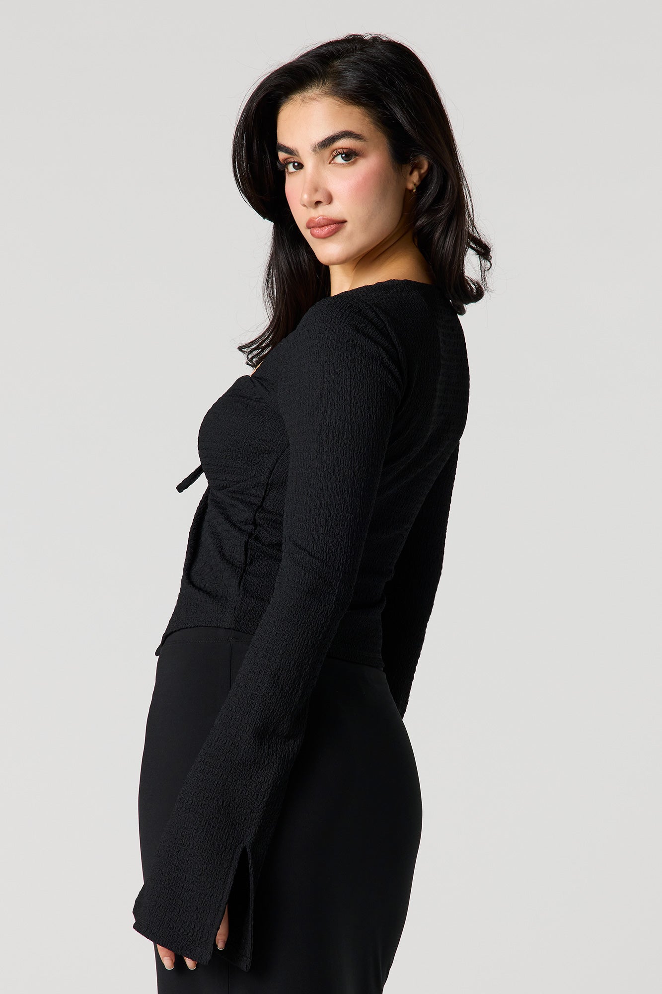 Textured O-Ring Flyaway Top