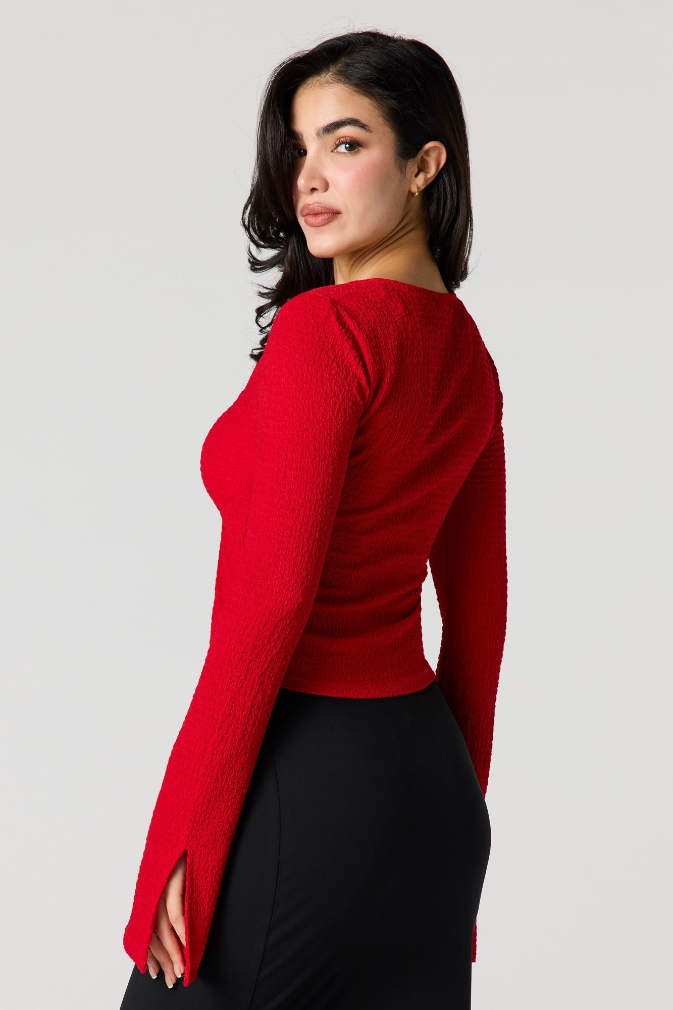 Textured O-Ring Flyaway Top
