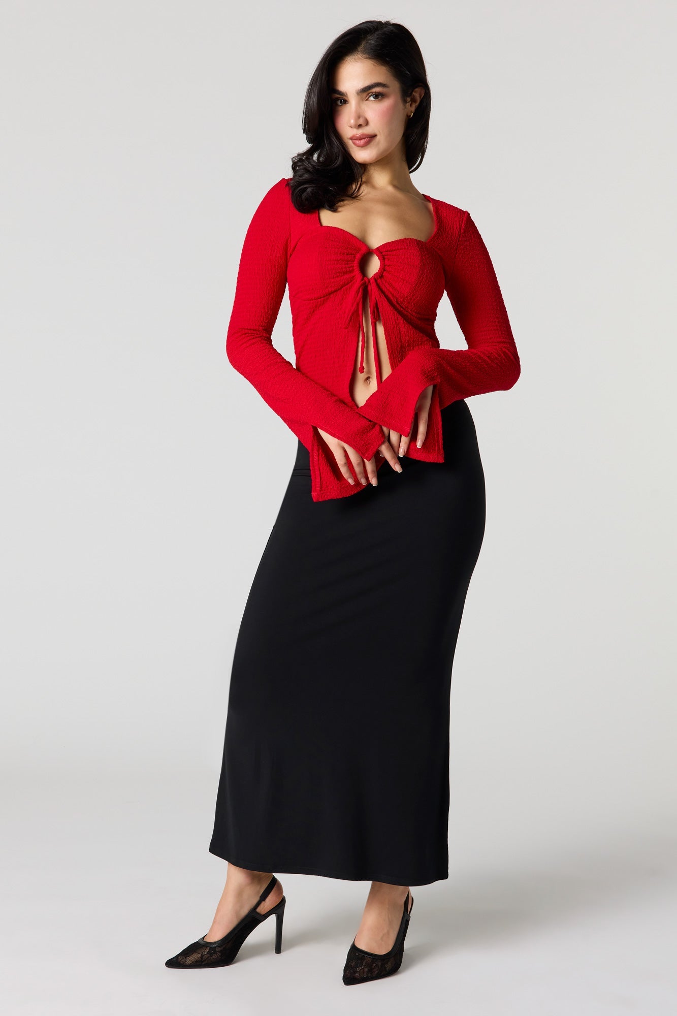 Textured O-Ring Flyaway Top