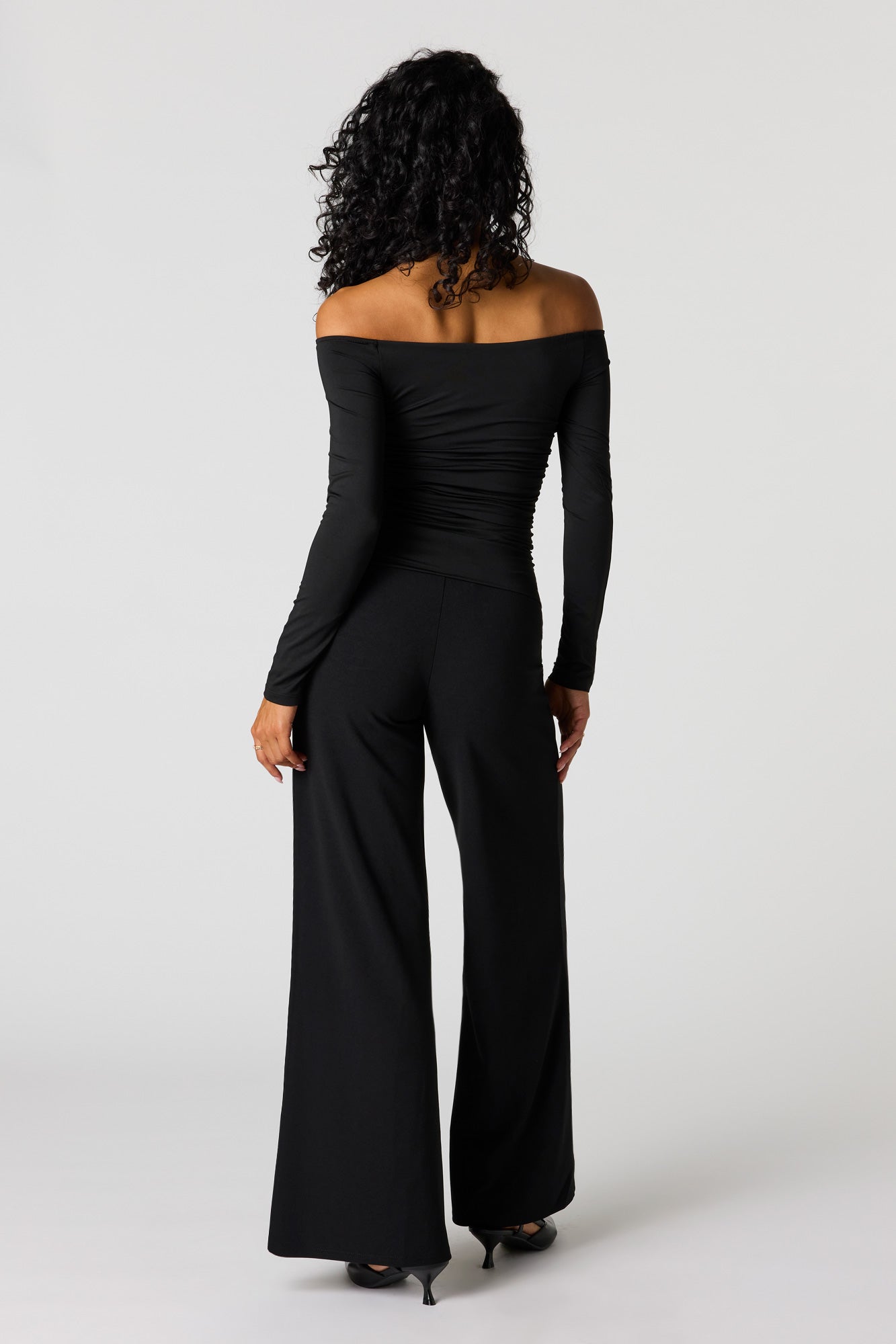 High Rise Exposed Seam Wide Leg Pant