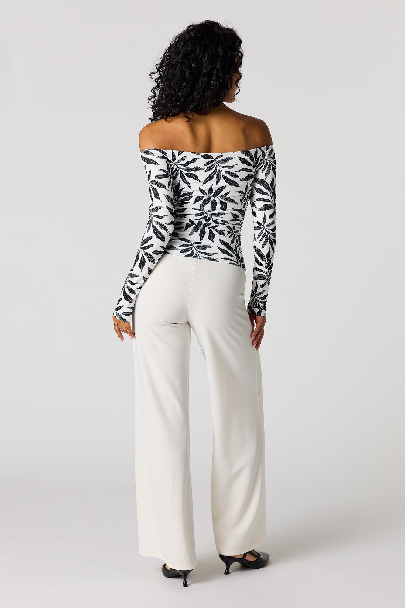 High Rise Exposed Seam Wide Leg Pant