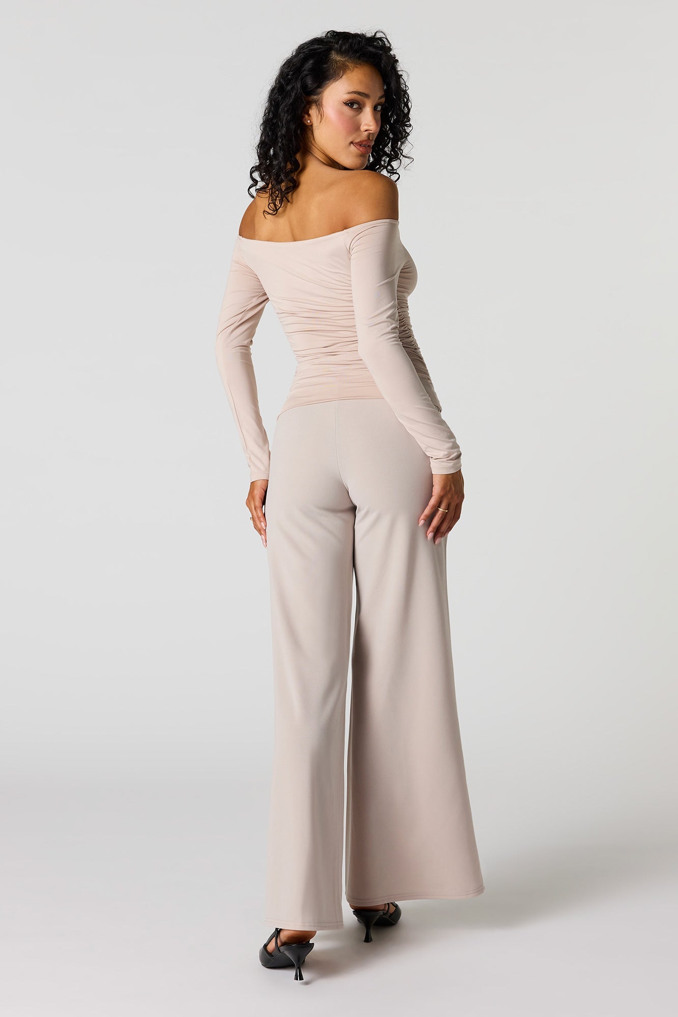 High Rise Exposed Seam Wide Leg Pant