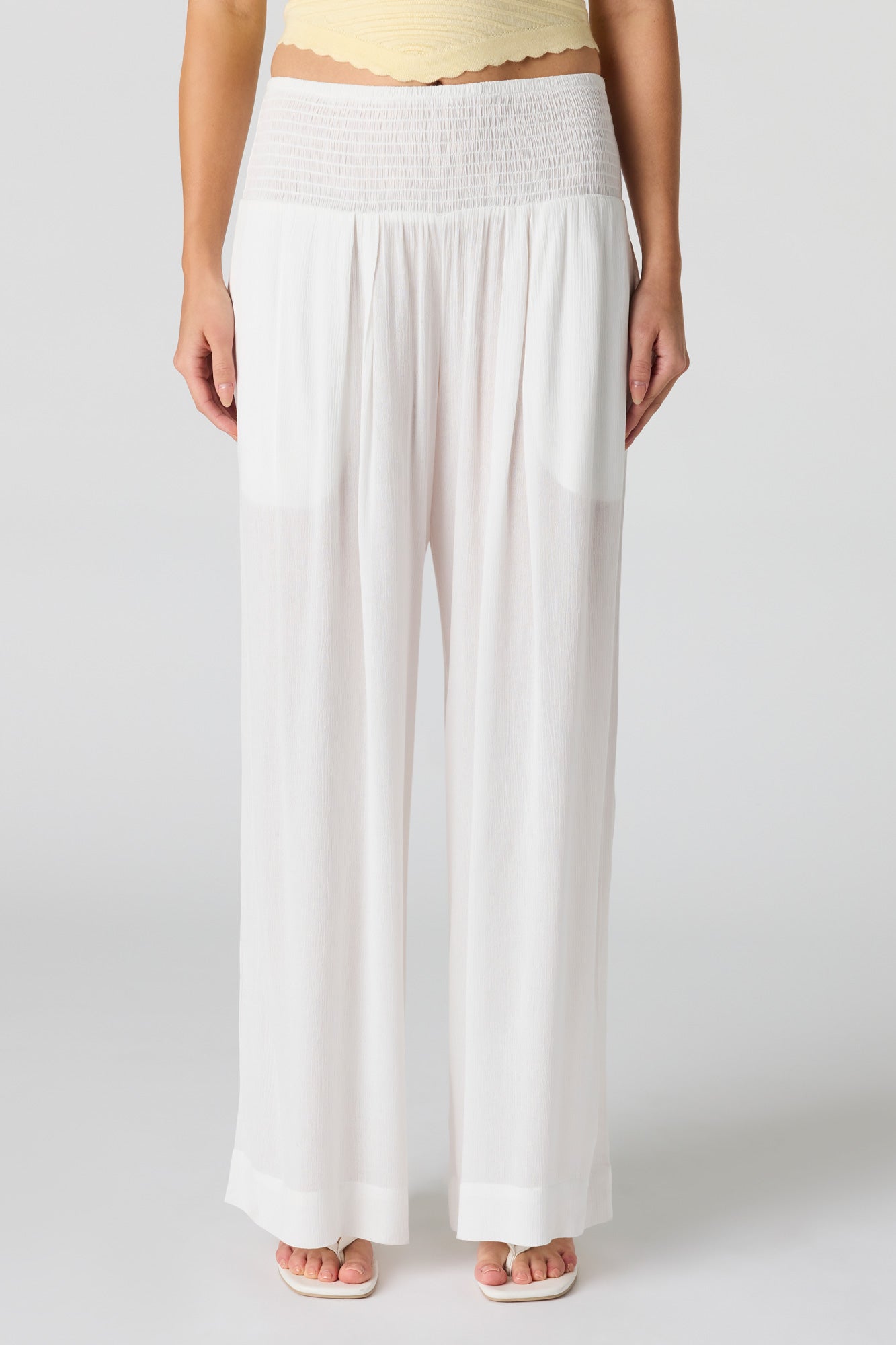 Smocked Waist Wide Leg Pant