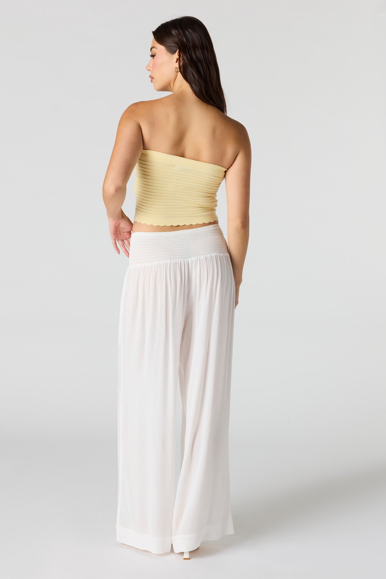 Smocked Waist Wide Leg Pant