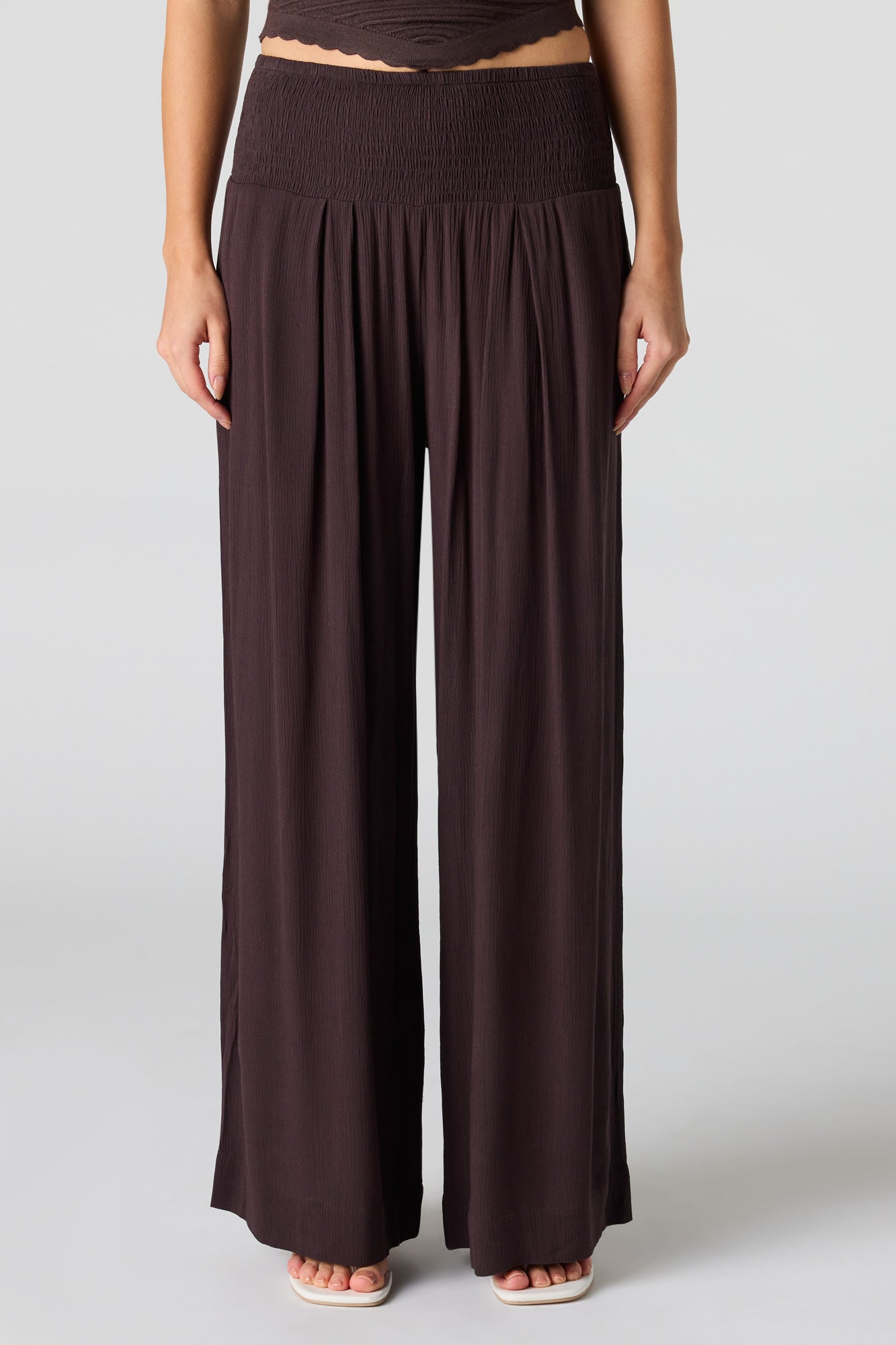 Smocked Waist Wide Leg Pant