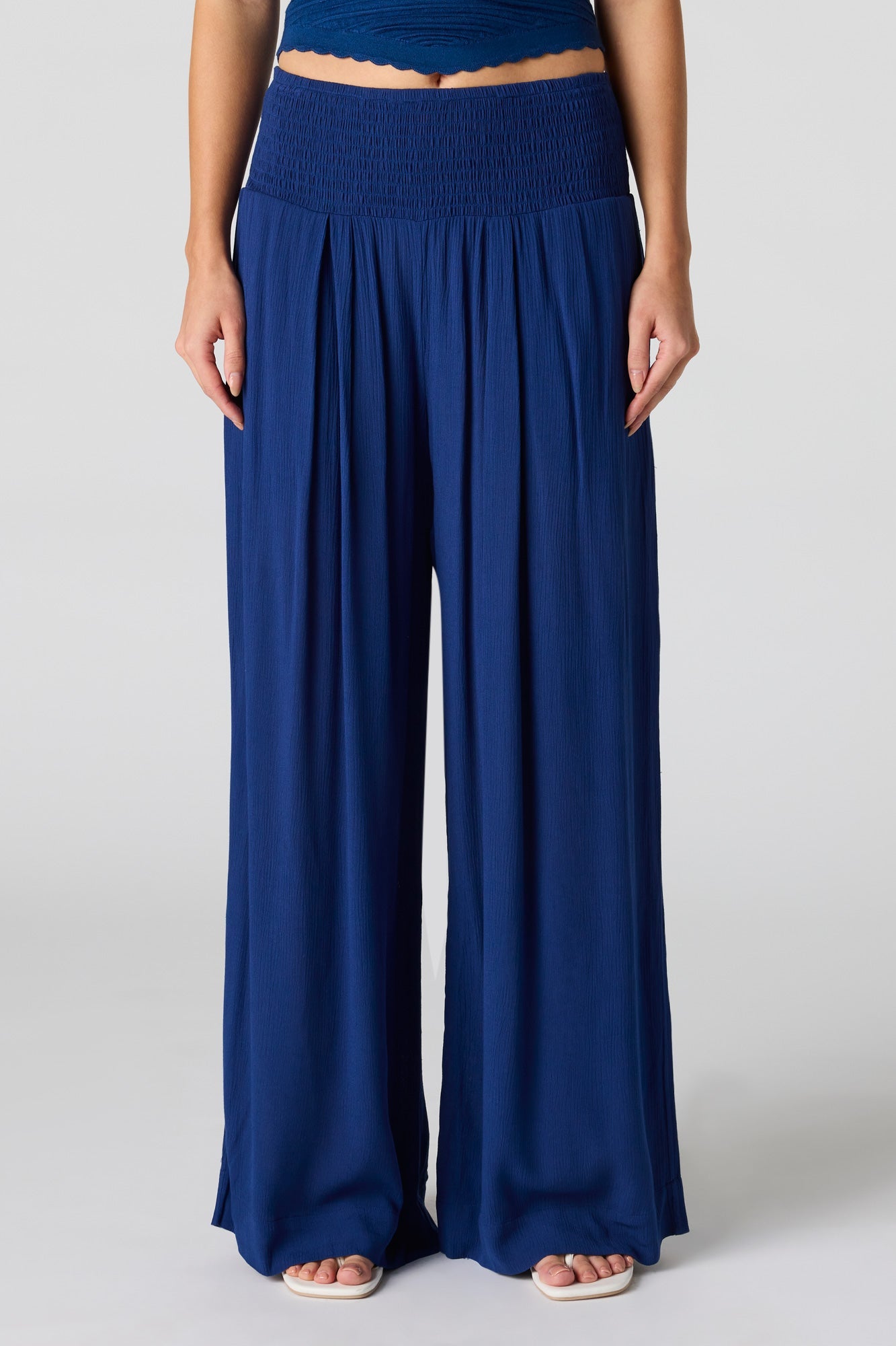 Smocked Waist Wide Leg Pant