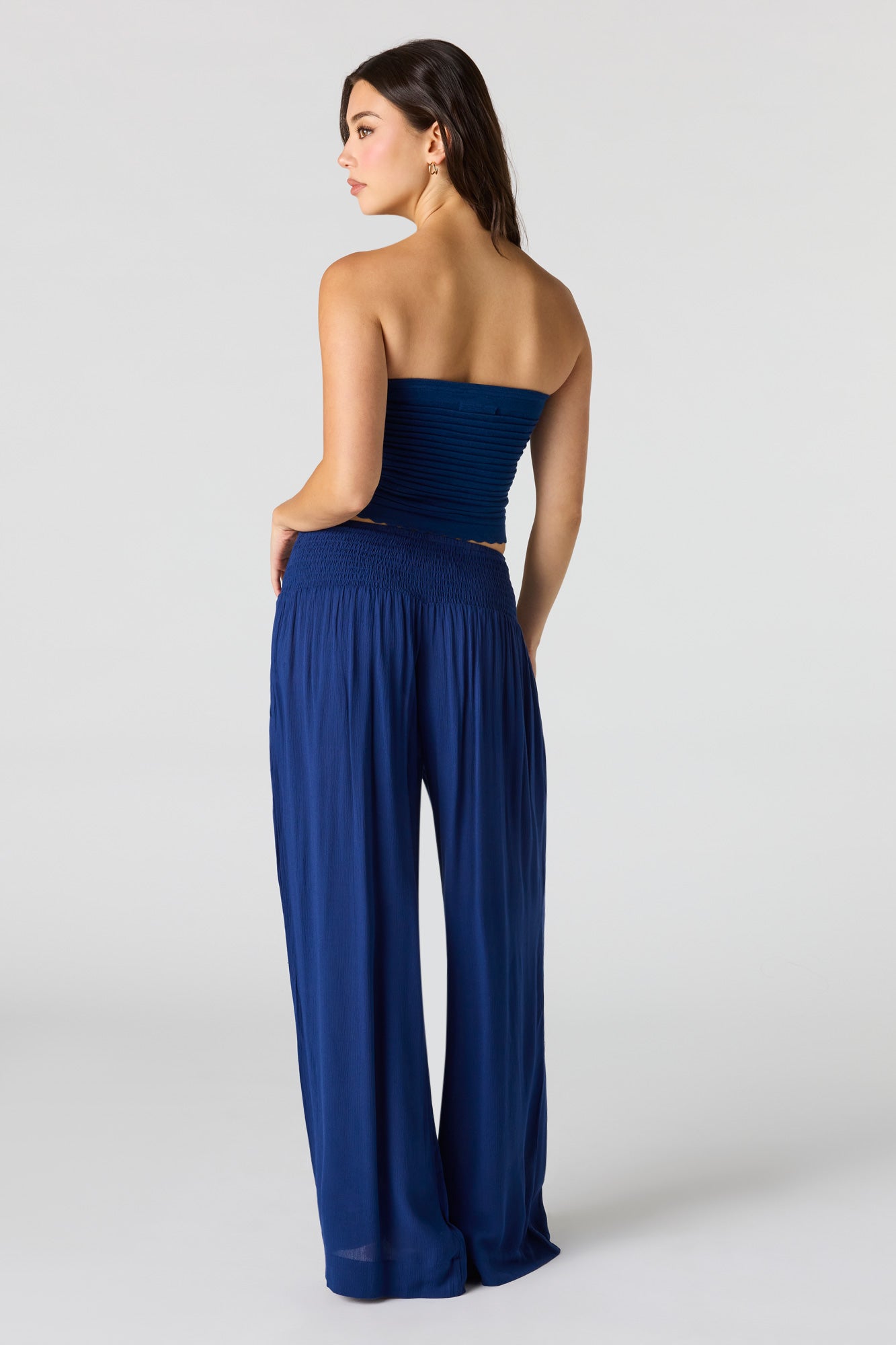 Smocked Waist Wide Leg Pant