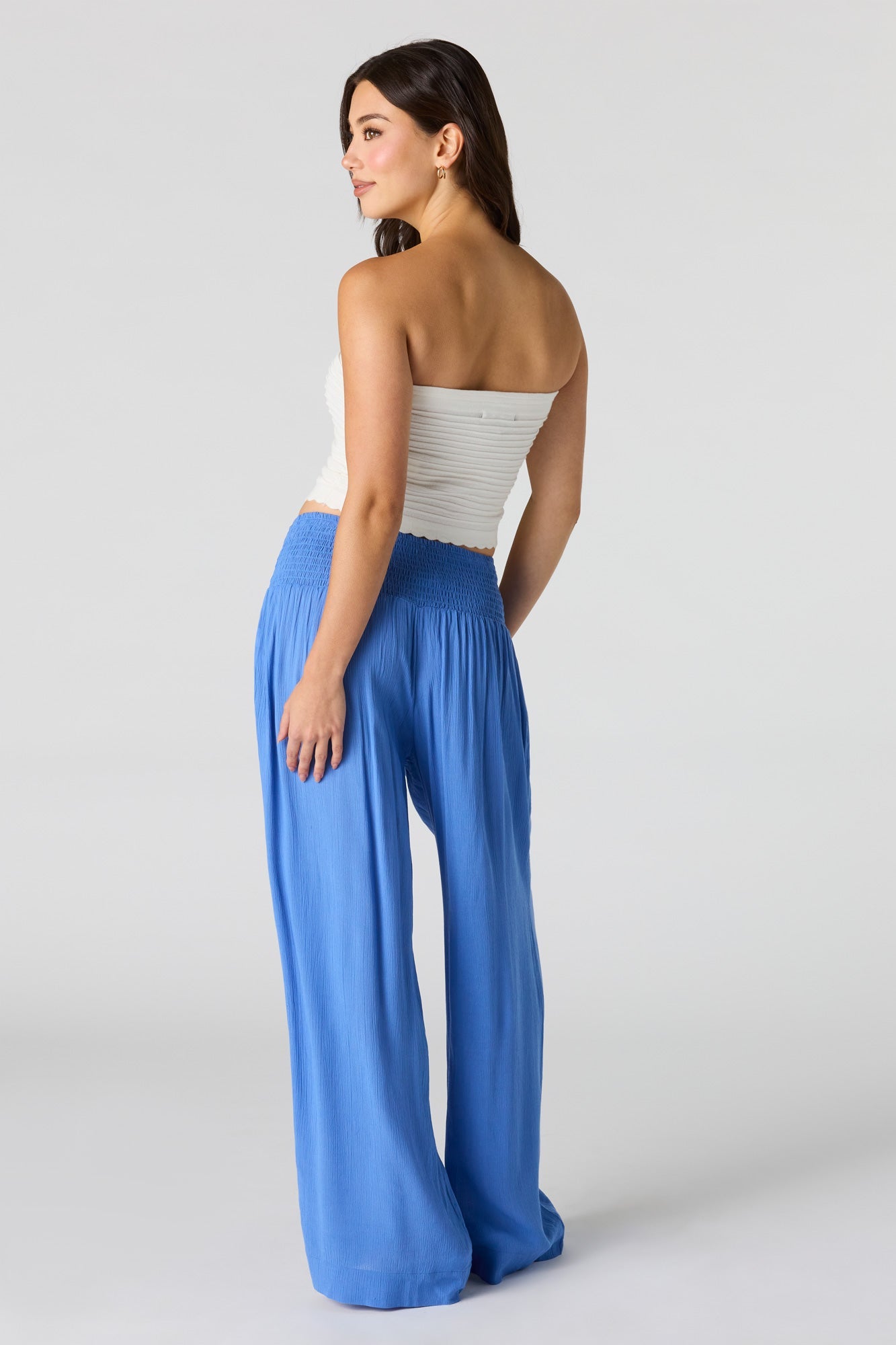 Smocked Waist Wide Leg Pant